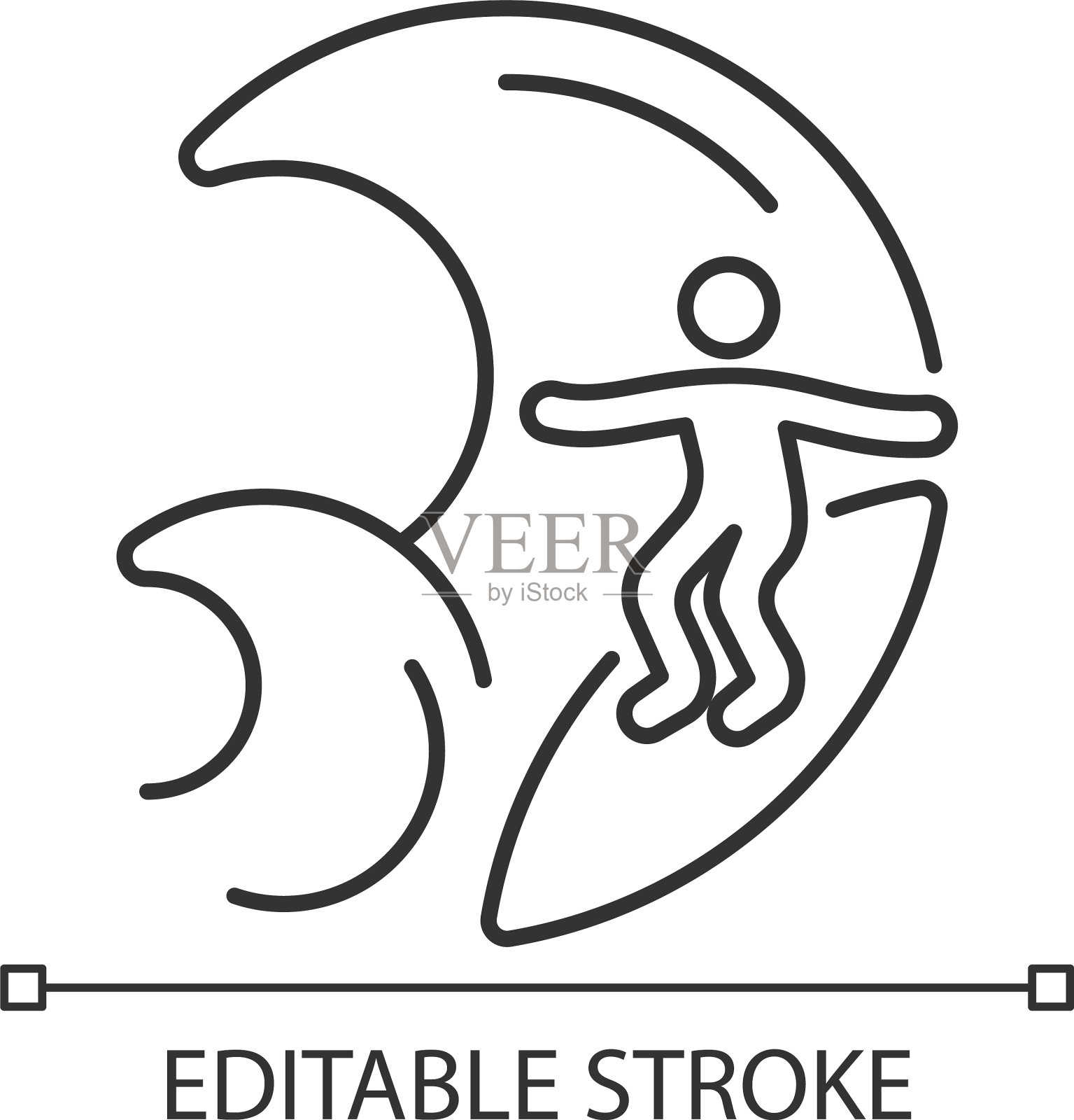 大浪冲浪线性图标插画图片素材