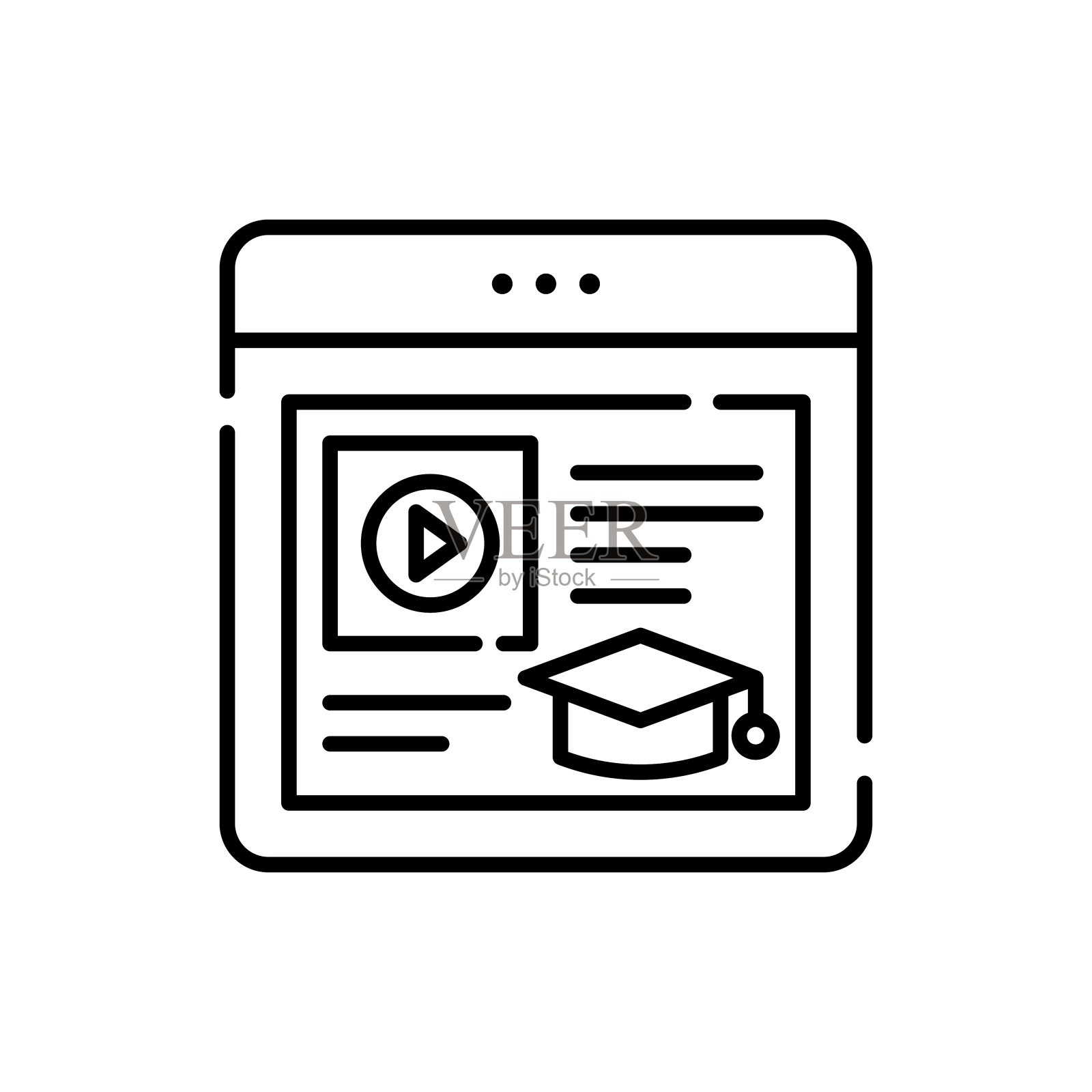 在线课程矢量轮廓图标风格插图。EPS 10个文件插画图片素材