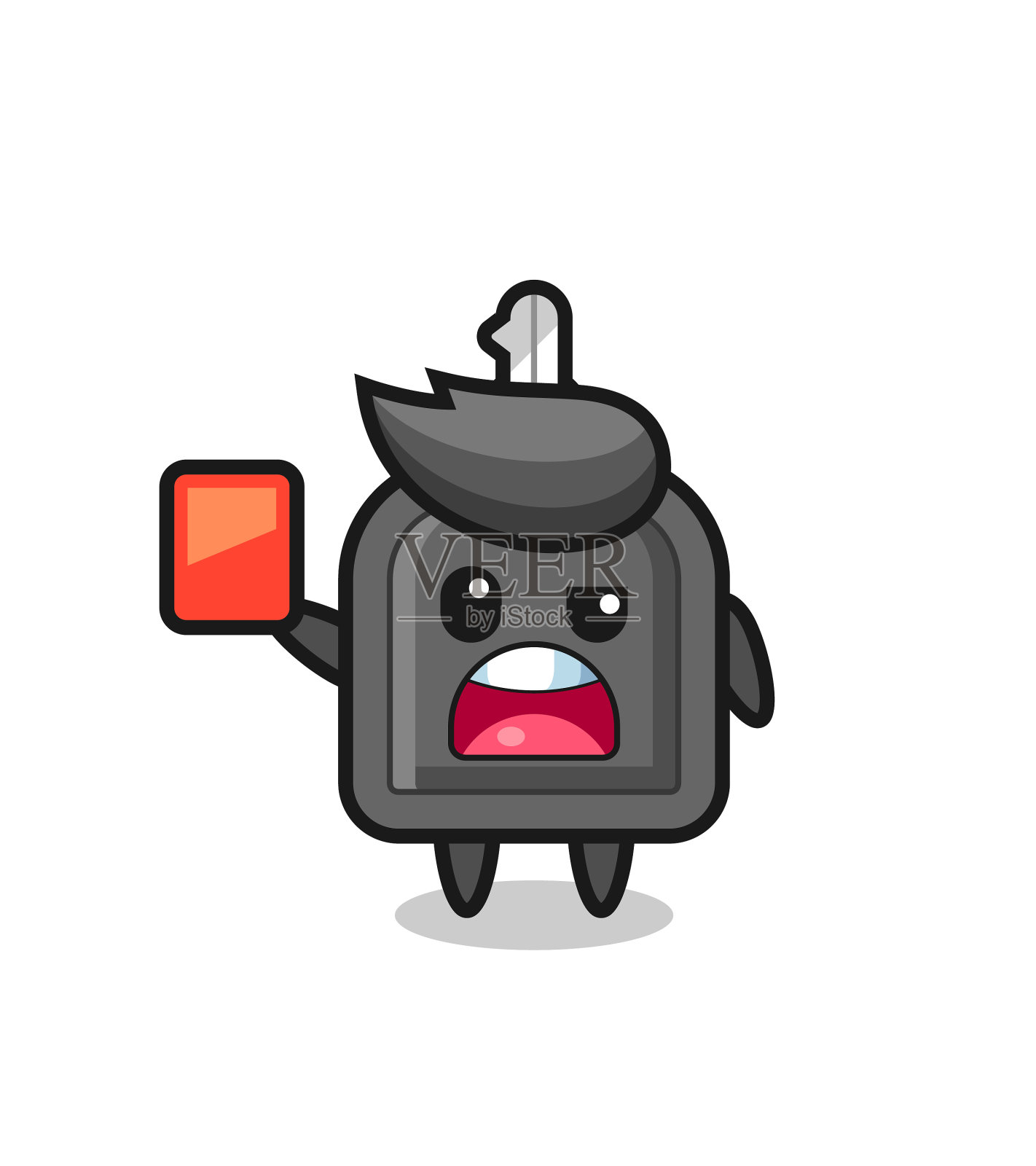 车钥匙可爱的吉祥物作为裁判给红牌插画图片素材