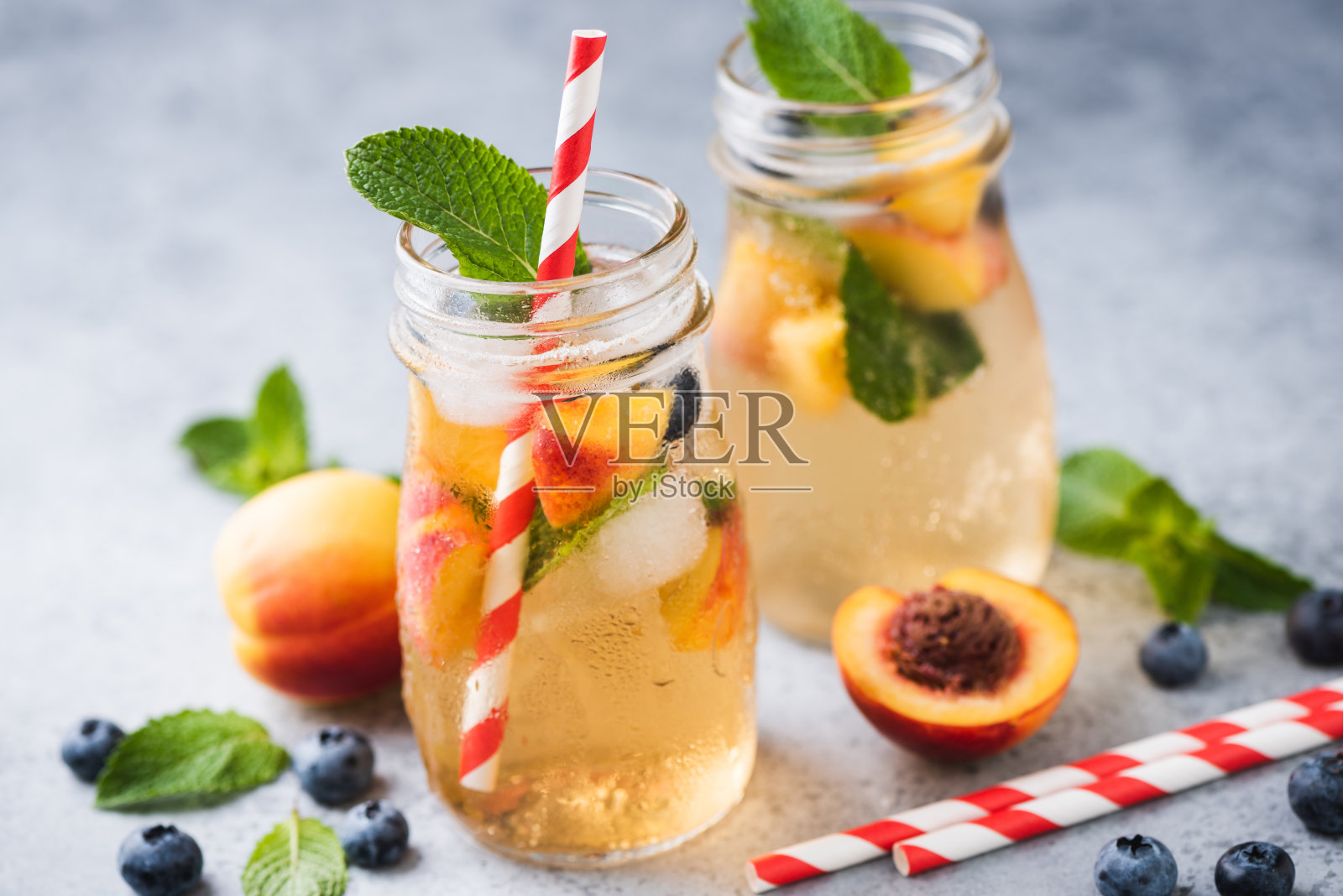 清凉桃柠檬水照片摄影图片