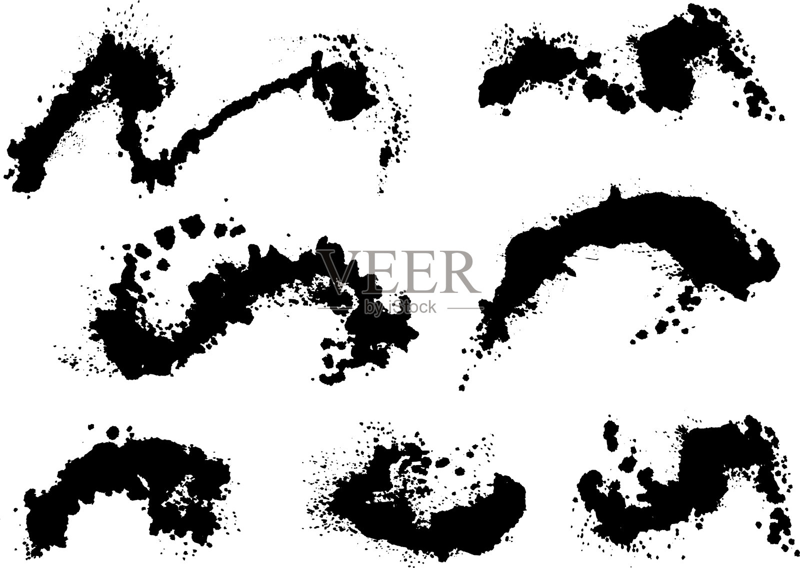 用墨水绘制的材料收集插画图片素材