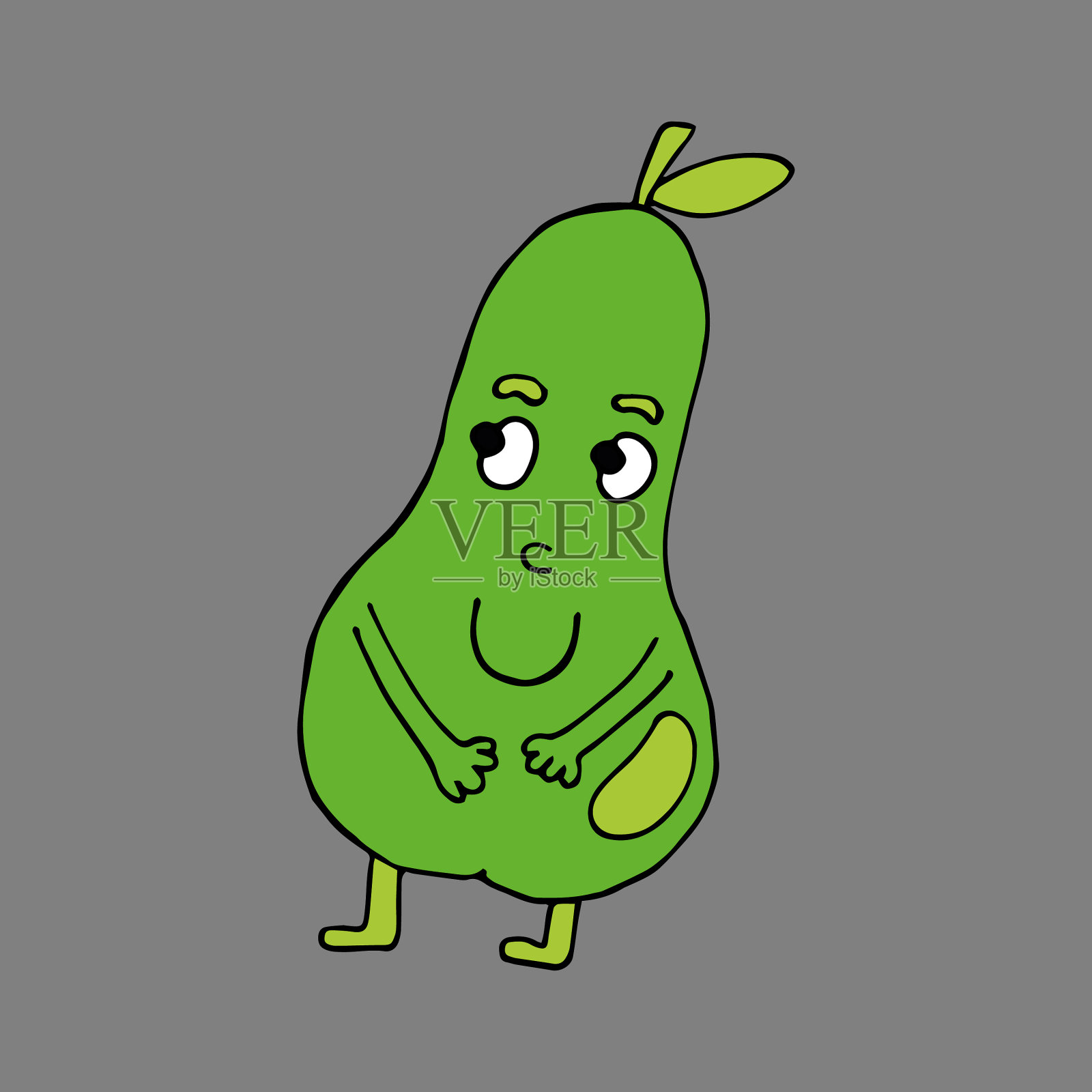 有趣的卡通人物梨子和蔬菜插画图片素材