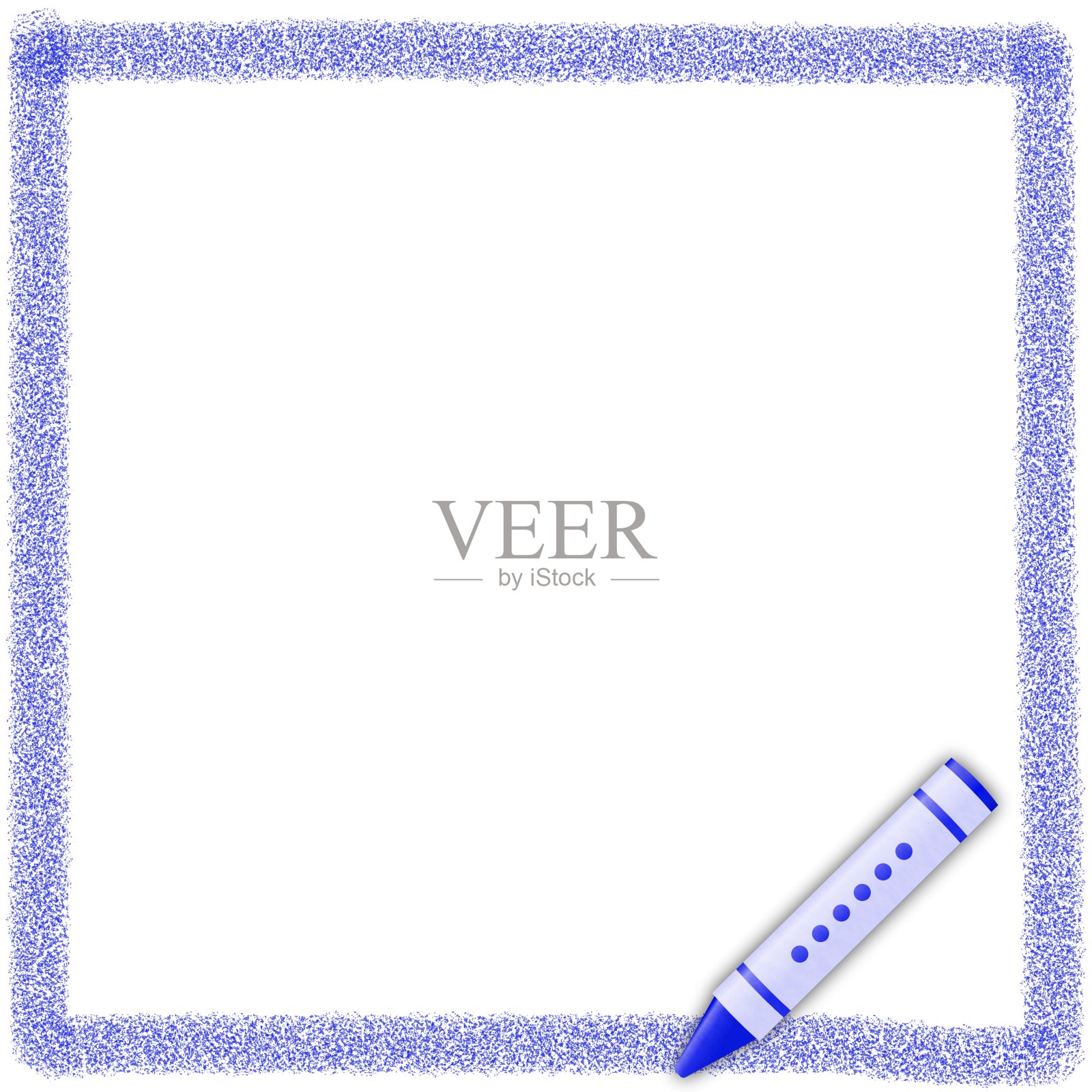 蜡笔蓝色方形框架插画图片素材