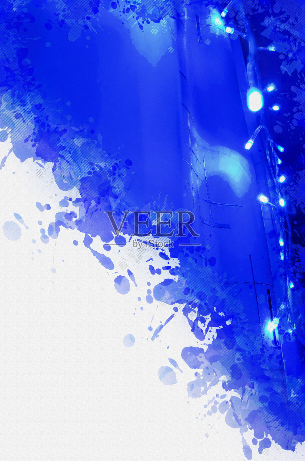 蓝色假日灯垂直。圣诞花环。节日abstr照片摄影图片