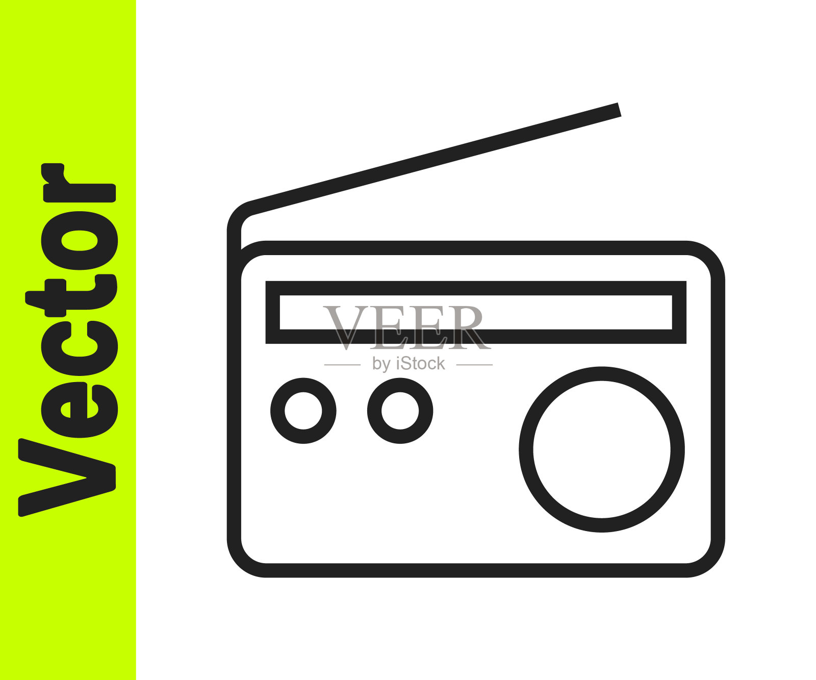 黑线无线电与天线图标隔离在白色背景。向量插画图片素材