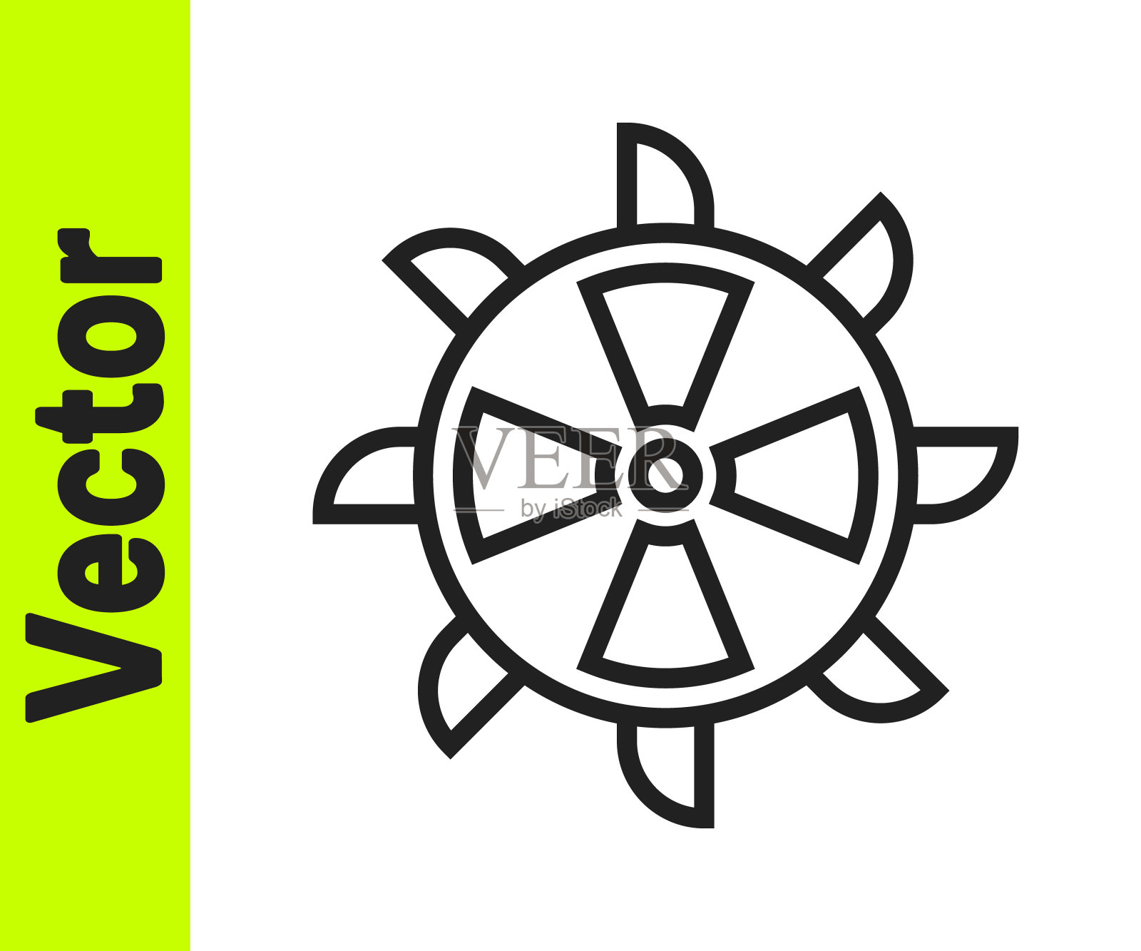 黑色线斗轮挖掘机图标隔离在白色背景上。向量插画图片素材