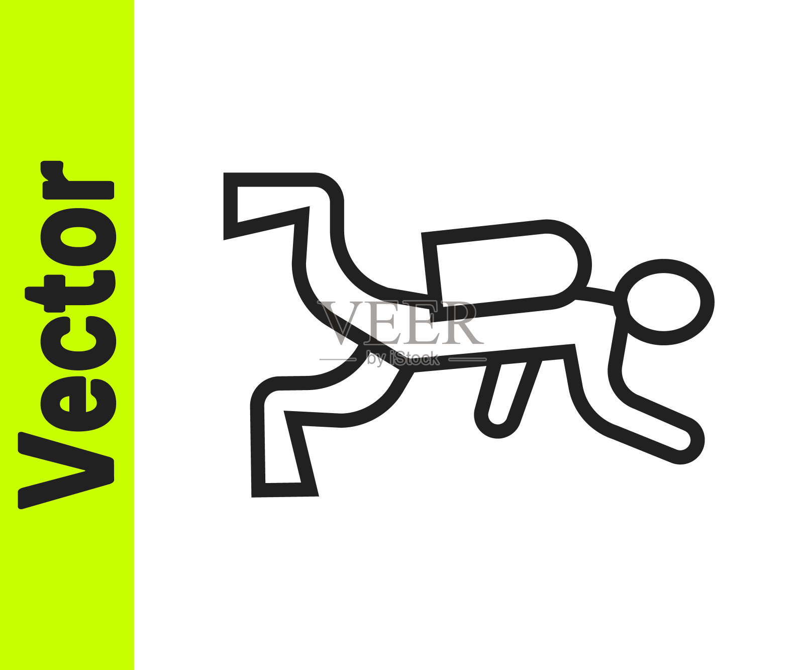 黑色线水肺潜水员图标孤立在白色的背景。向量插画图片素材