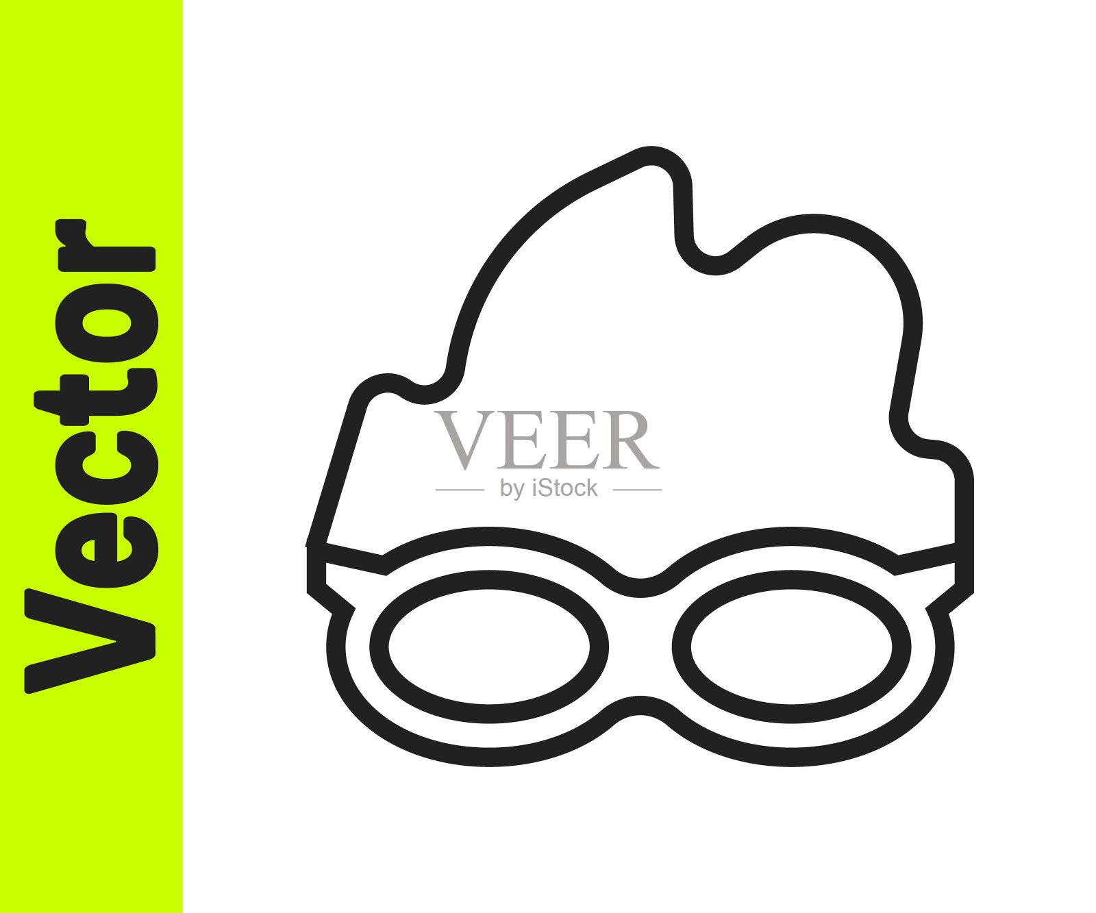 黑色线眼镜游泳图标隔离在白色背景。游泳眼镜。在水下潜水设备。向量插画图片素材