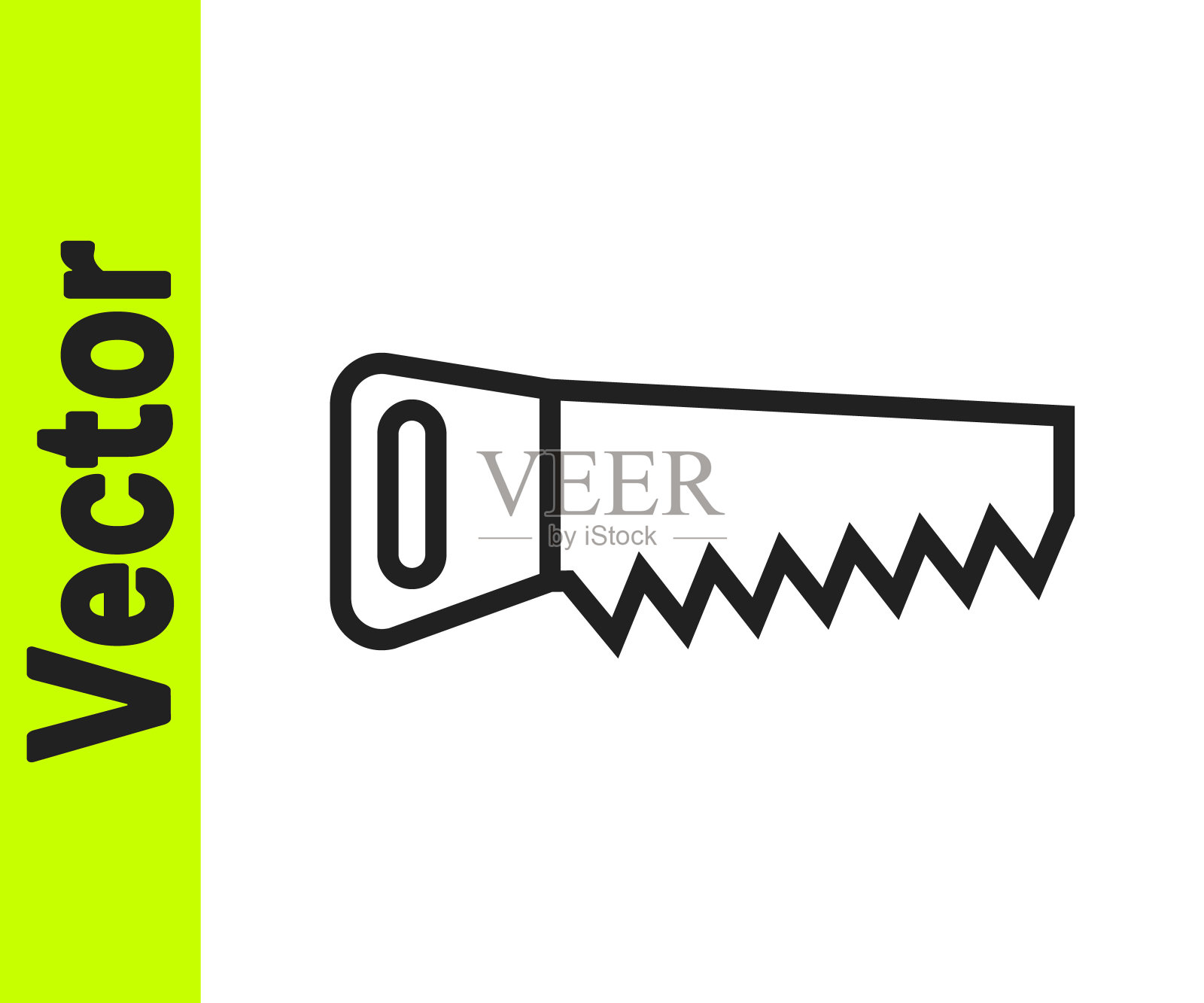 黑线手锯图标孤立在白色背景。向量插画图片素材