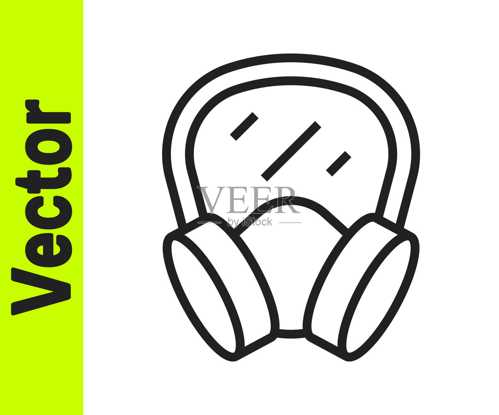 黑色线防毒面具图标隔离在白色背景。呼吸器的迹象。向量插画图片素材