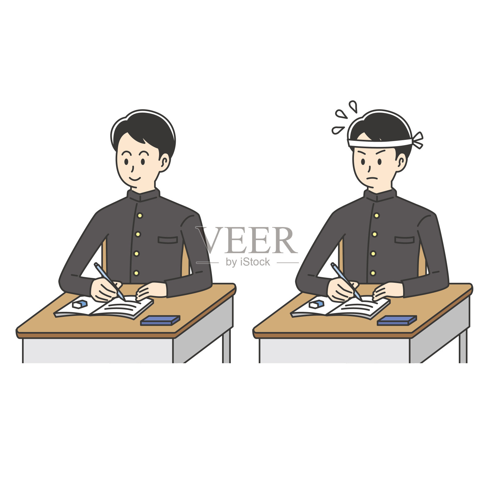 高中男生插画图片素材