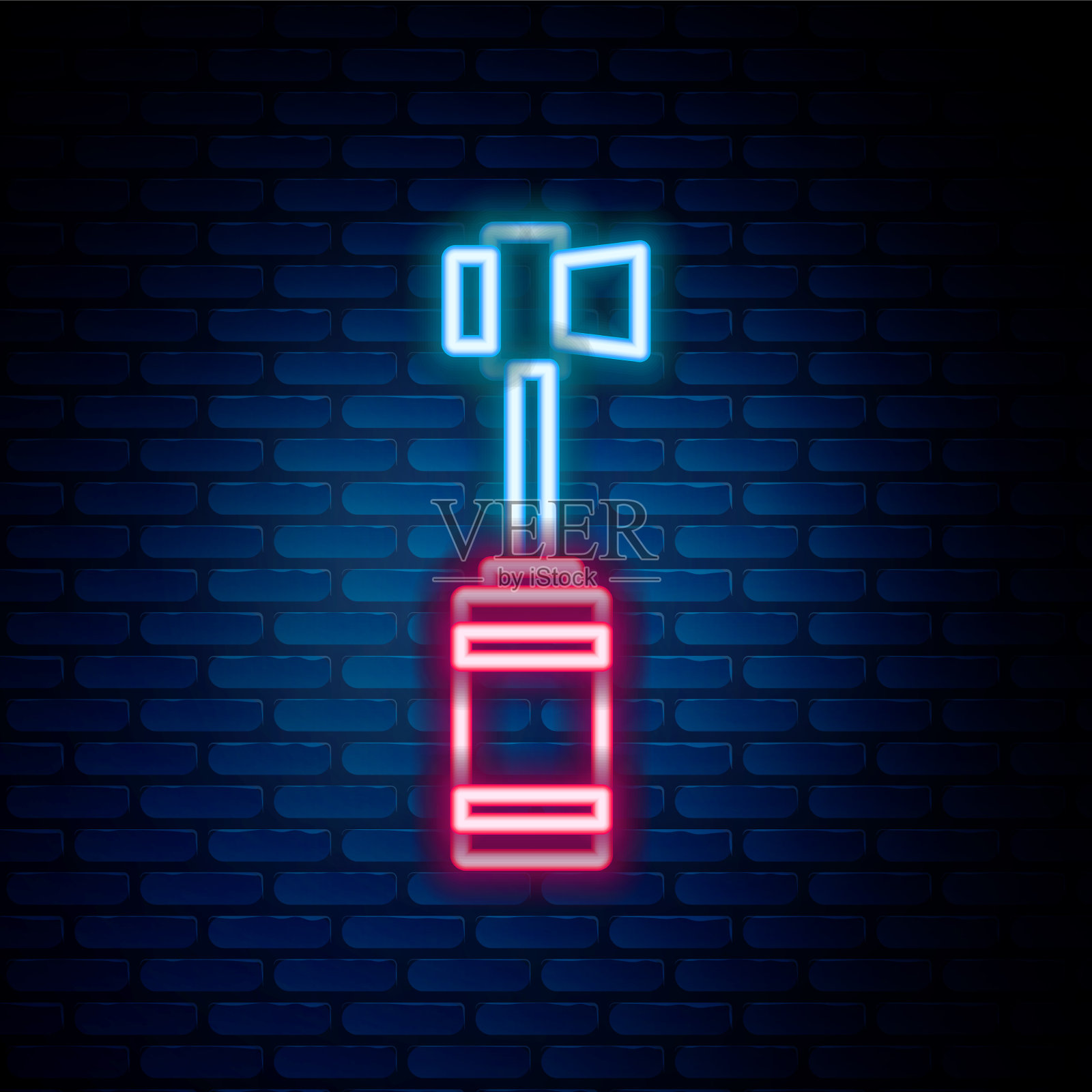 发光的霓虹灯线牙刷图标孤立上插画图片素材