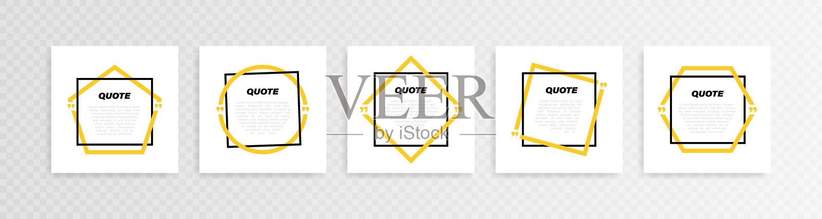 海报。不同形状的几何文本框。引用框演讲气泡在白色背景。现代的矢量图插画图片素材