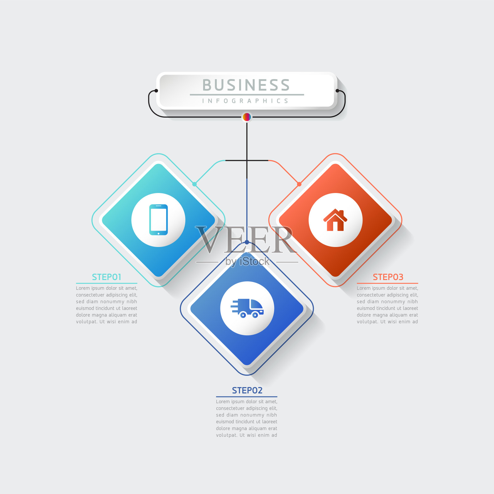 矢量插图，信息图形设计，模板，营销，信息，有3个选项或步骤设计模板素材