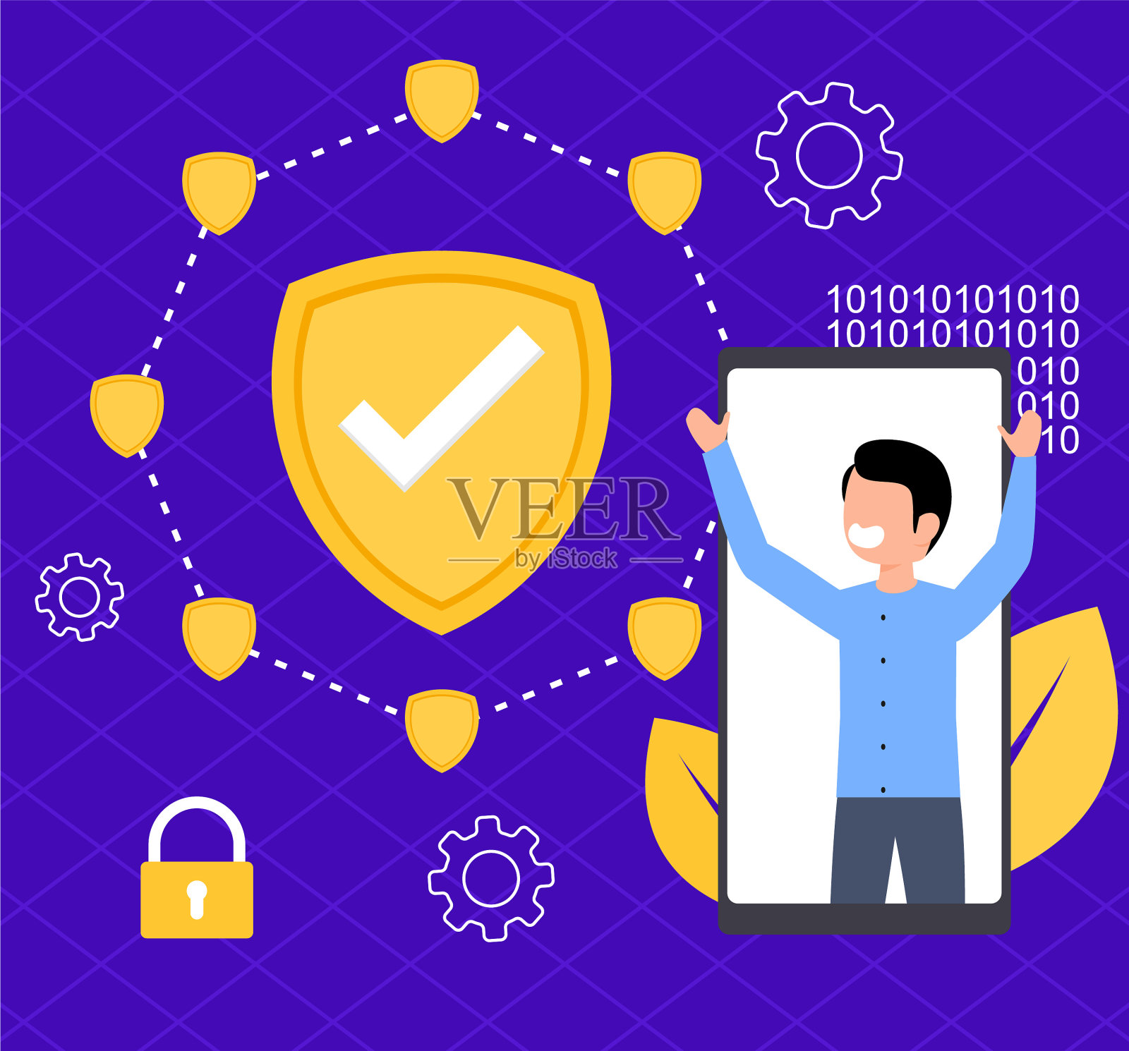 安全透明去中心化数字插画图片素材