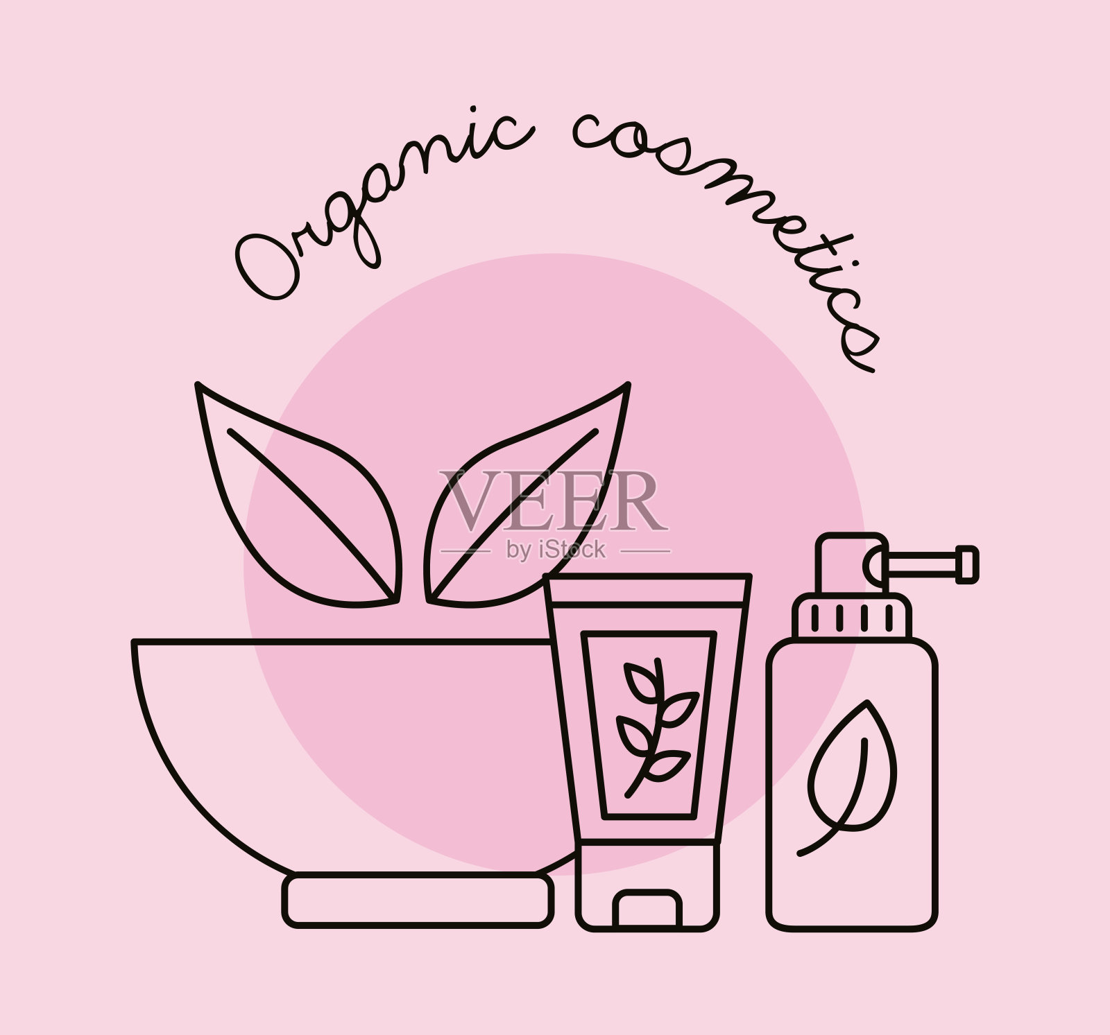 三个有机化妆品插画图片素材