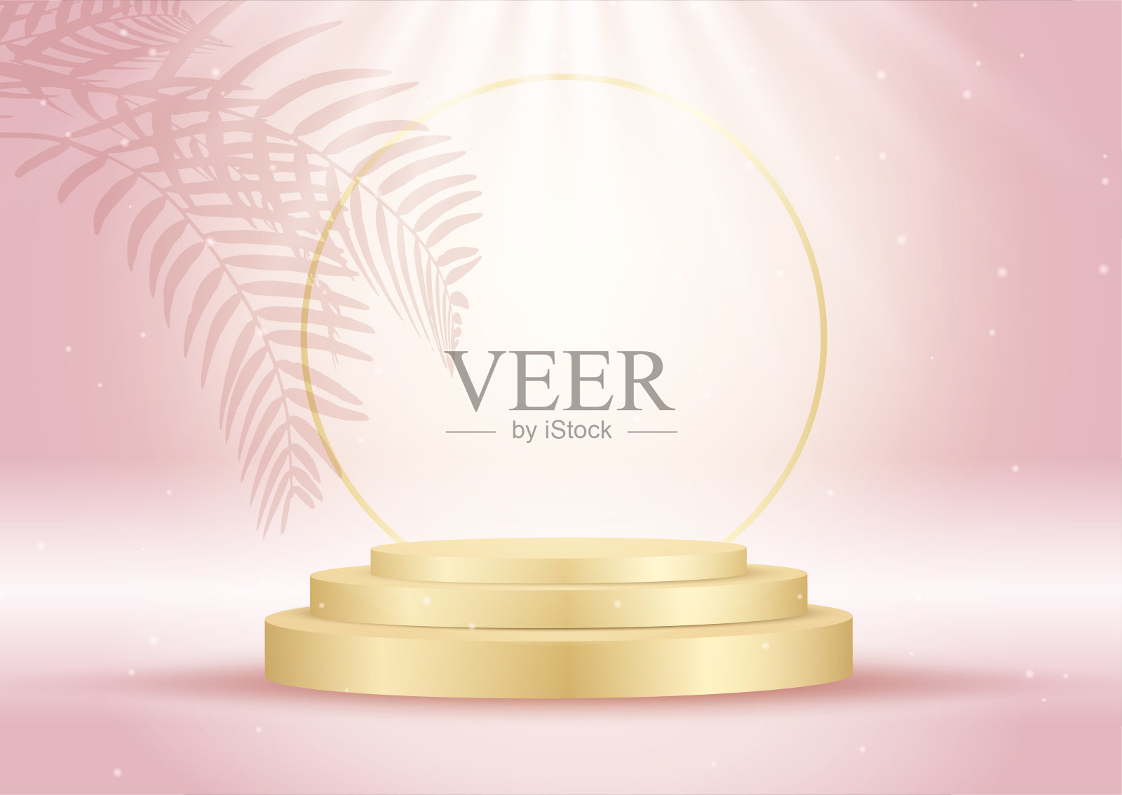 粉红色和金色的室内装饰，射灯闪耀着插画图片素材