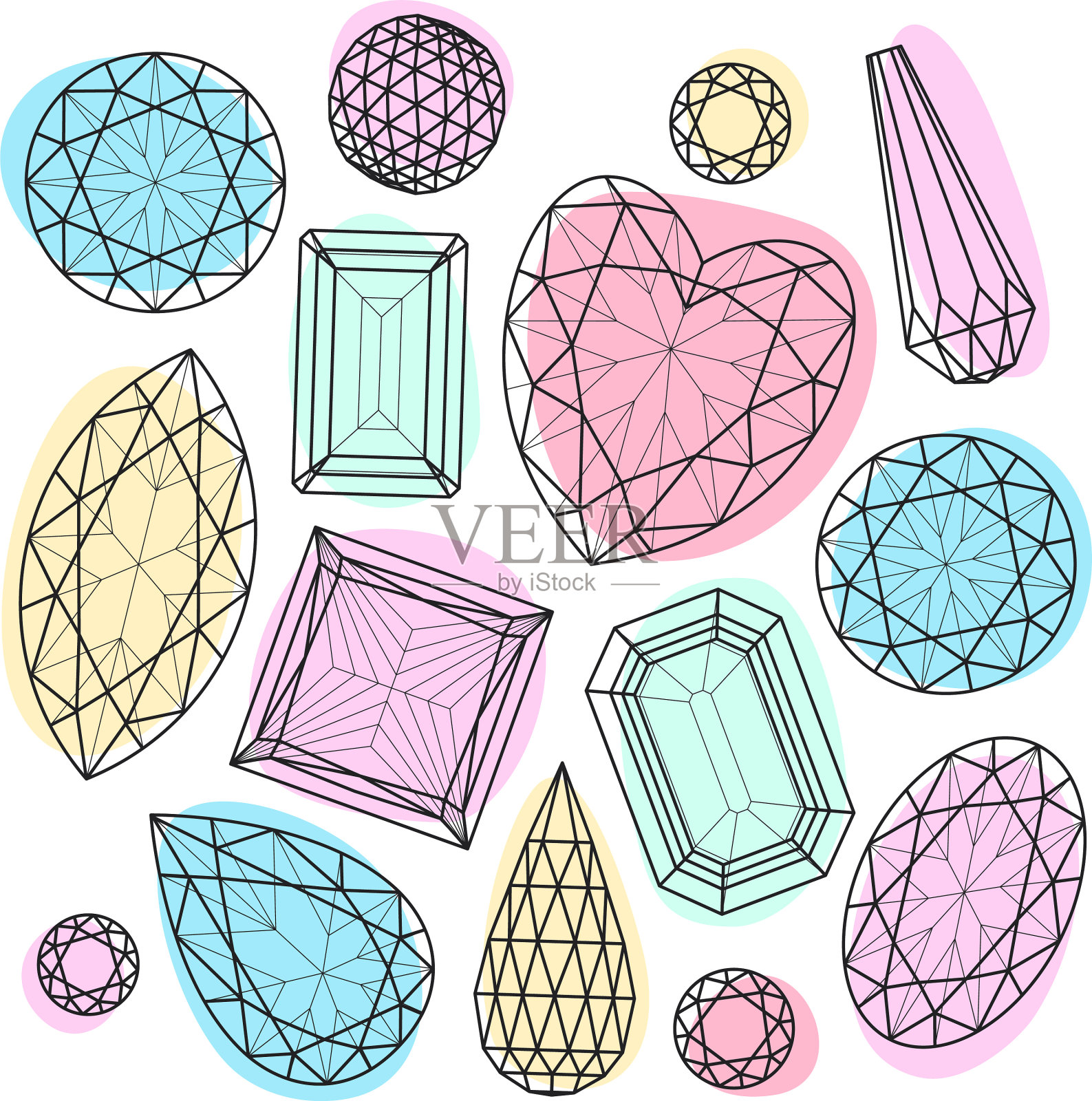 色彩斑斓的不匹配点插画图片素材