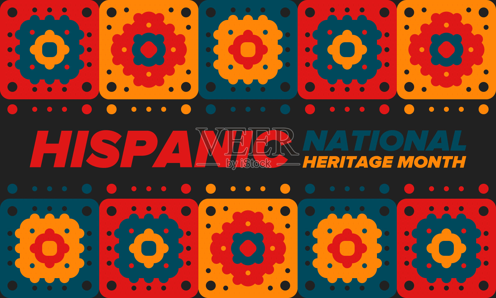 9月和10月是全国西班牙文化月。西班牙裔和拉美裔美国人的文化。在美国每年庆祝一次。海报，卡片，横幅和背景。矢量图插画图片素材