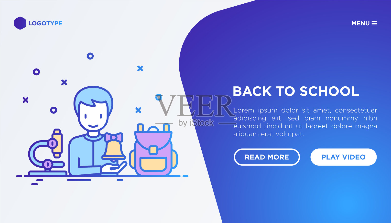 回到学校的概念学生背着书包插画图片素材