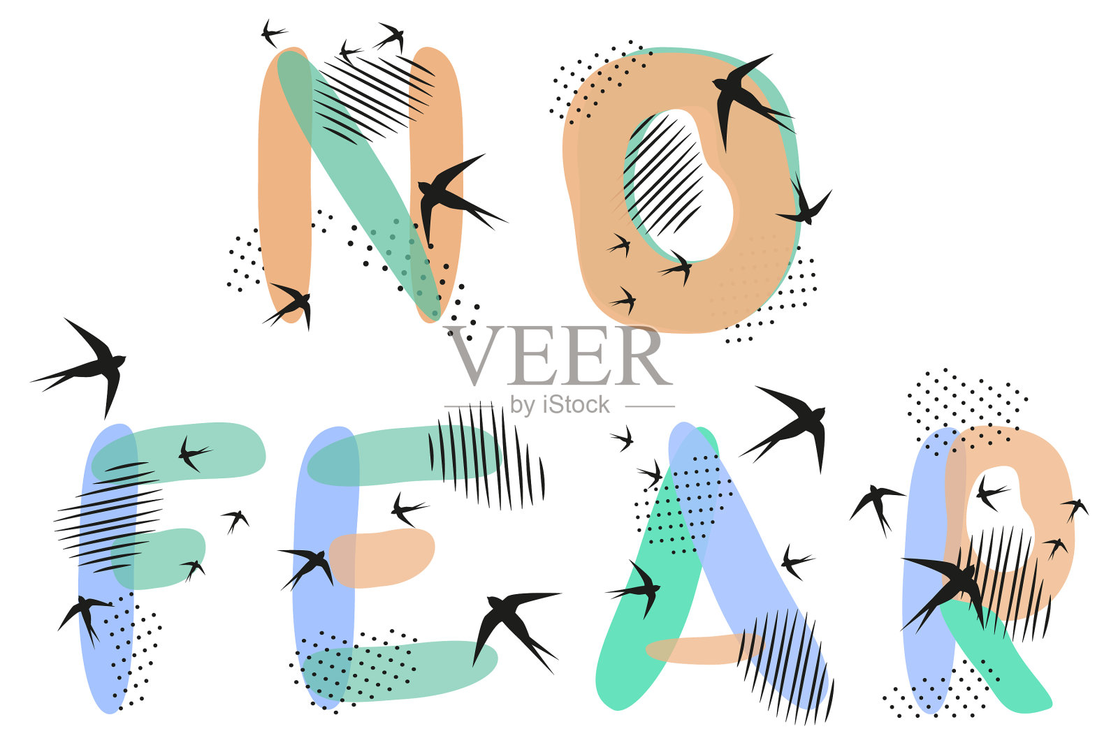 自然斯堪的纳维亚涂鸦手写字母插画图片素材