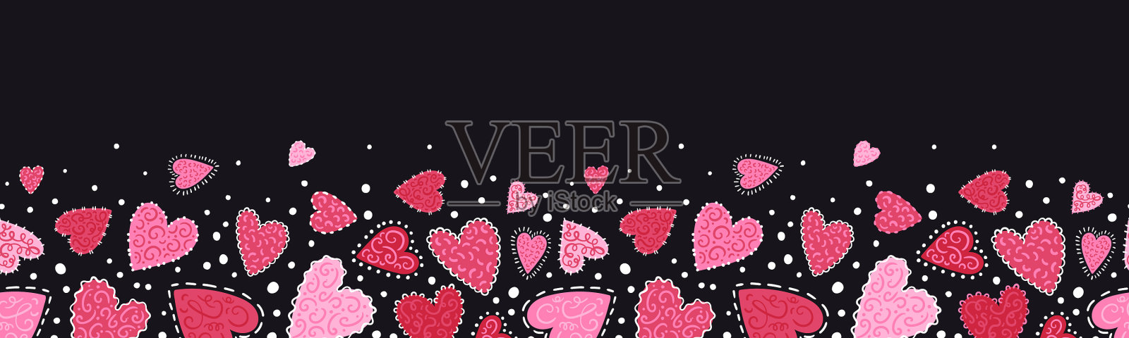 可爱的手绘心无缝图案可爱插画图片素材