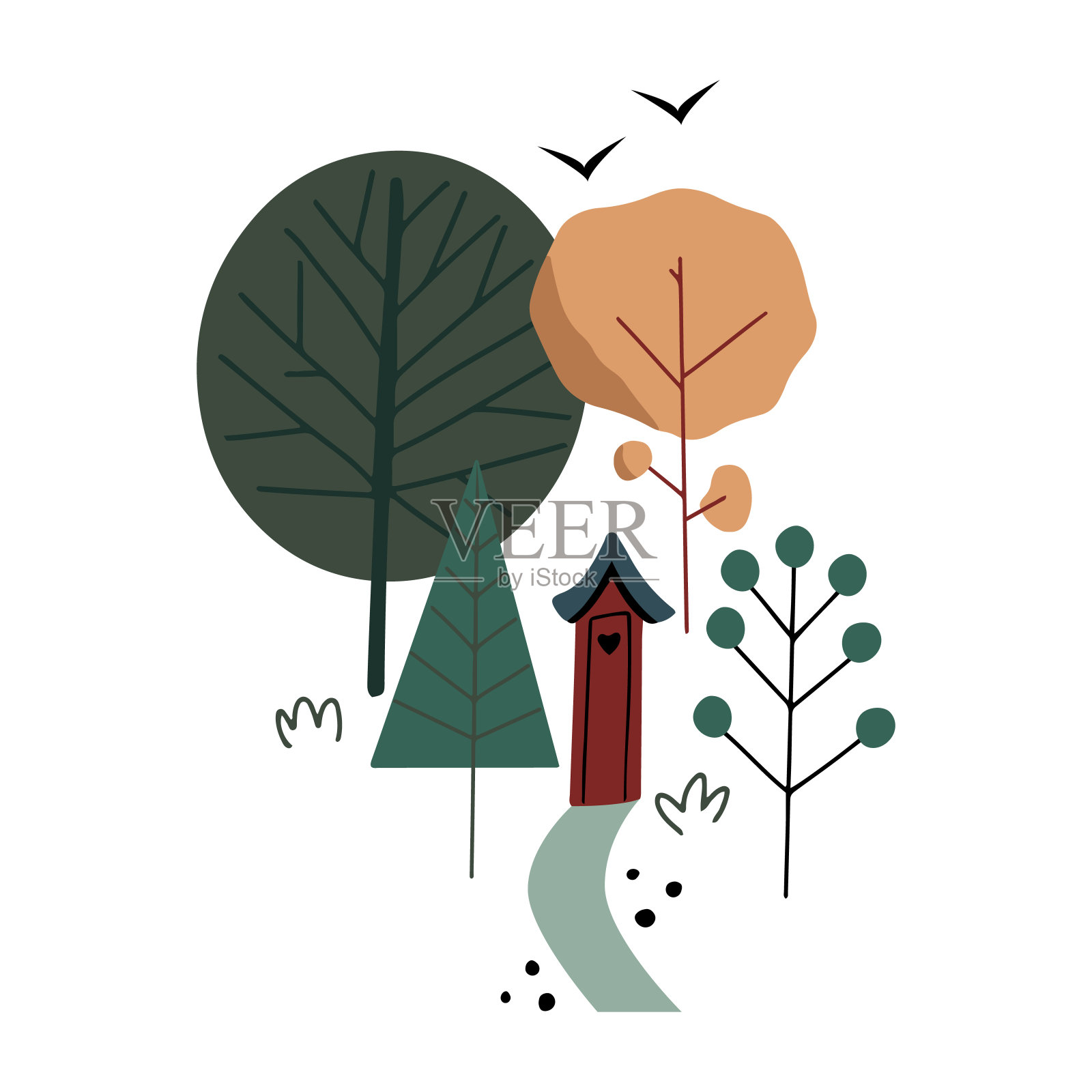 厕所在森林插画图片素材