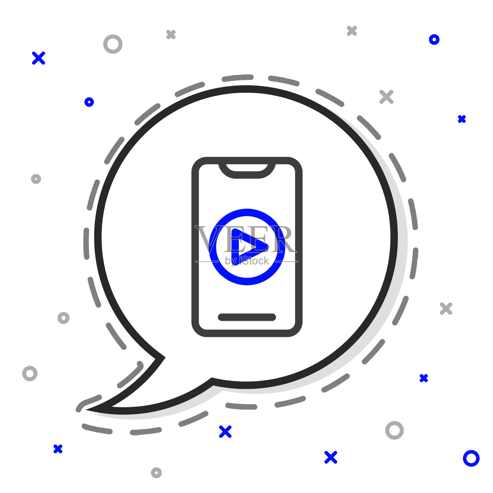 在线在线播放视频图标隔离在白色插画图片素材