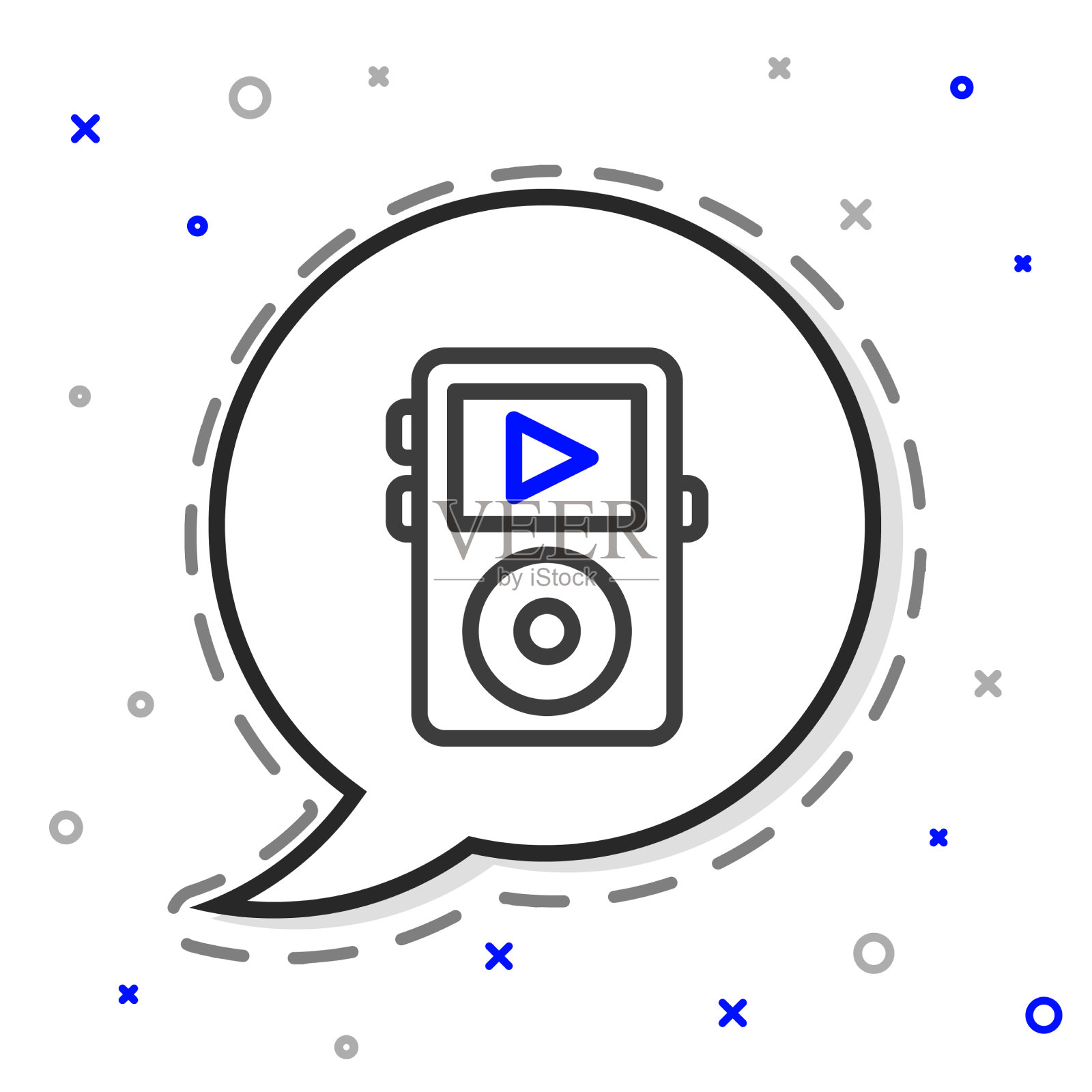 线音乐播放器图标隔离在白色图标素材