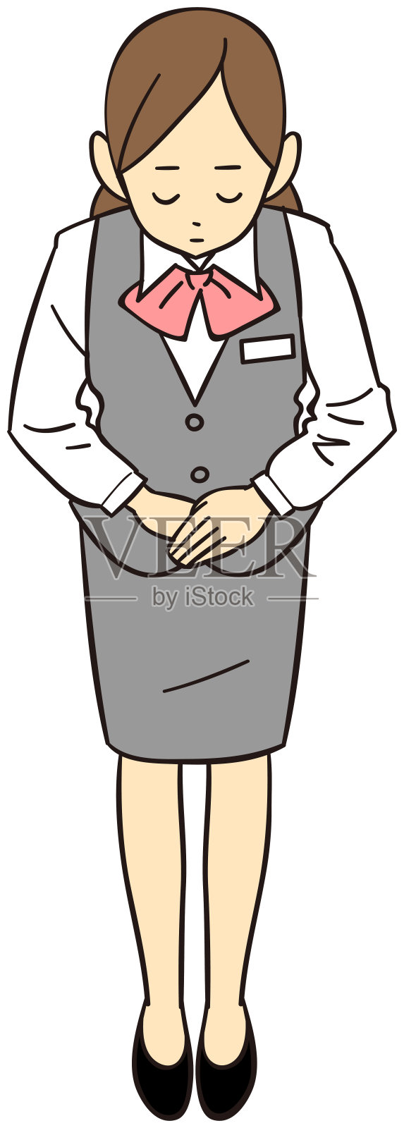 穿着制服的女商人鞠躬插画图片素材