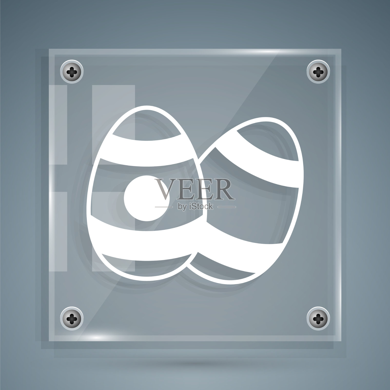 白色复活节蛋图标孤立的灰色背景图标素材