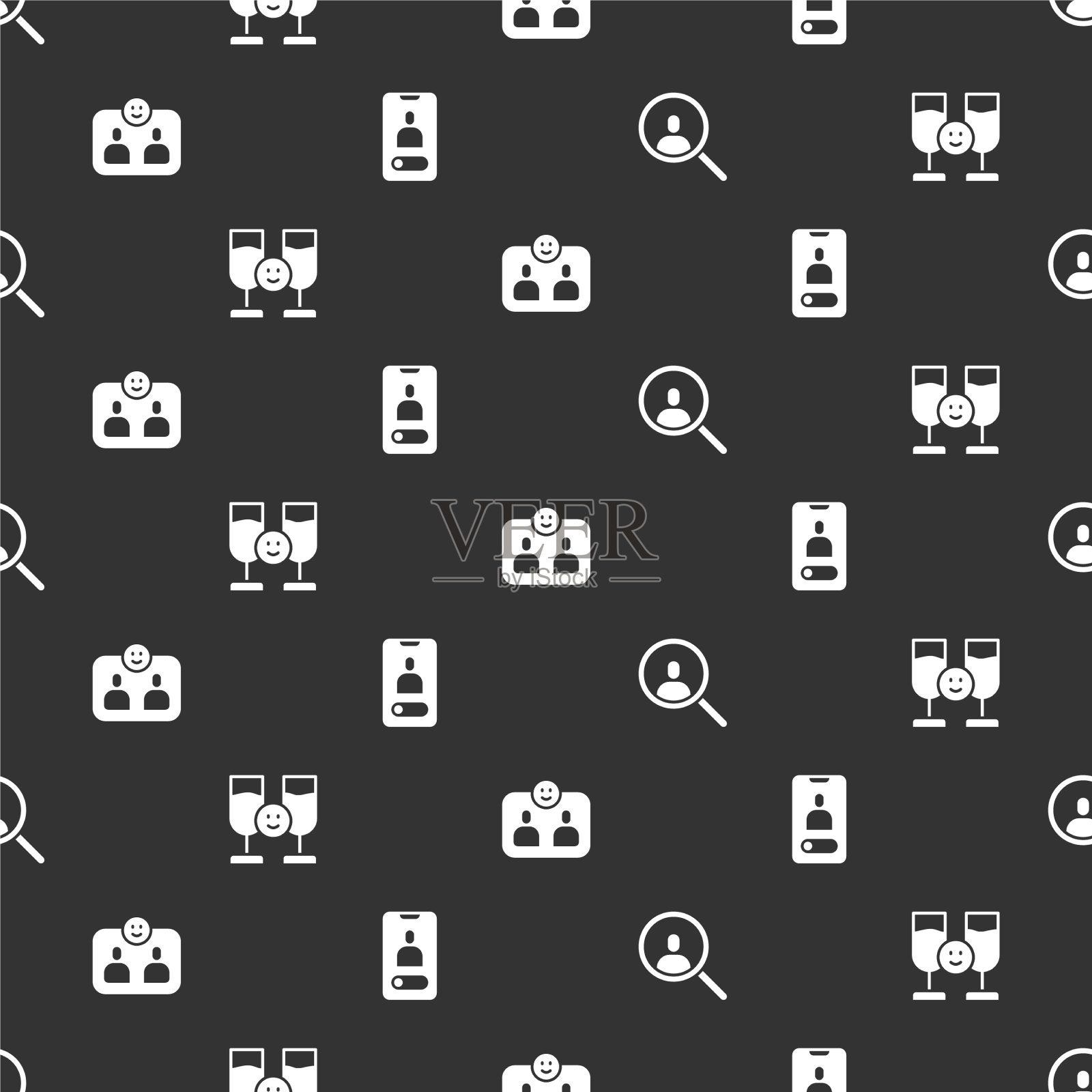 设置放大镜搜索朋友饮酒图标素材