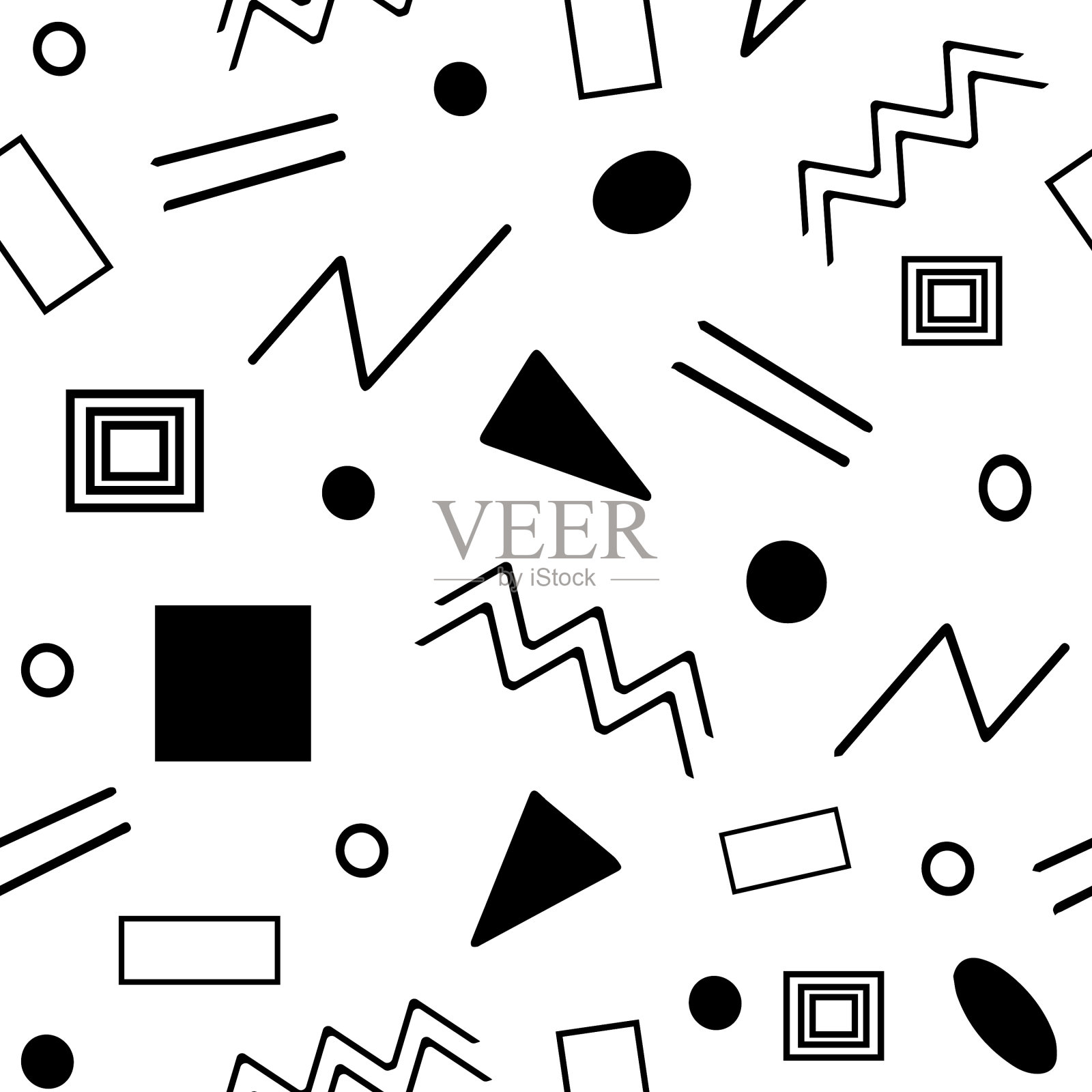 无缝图案上有各种几何形状插画图片素材