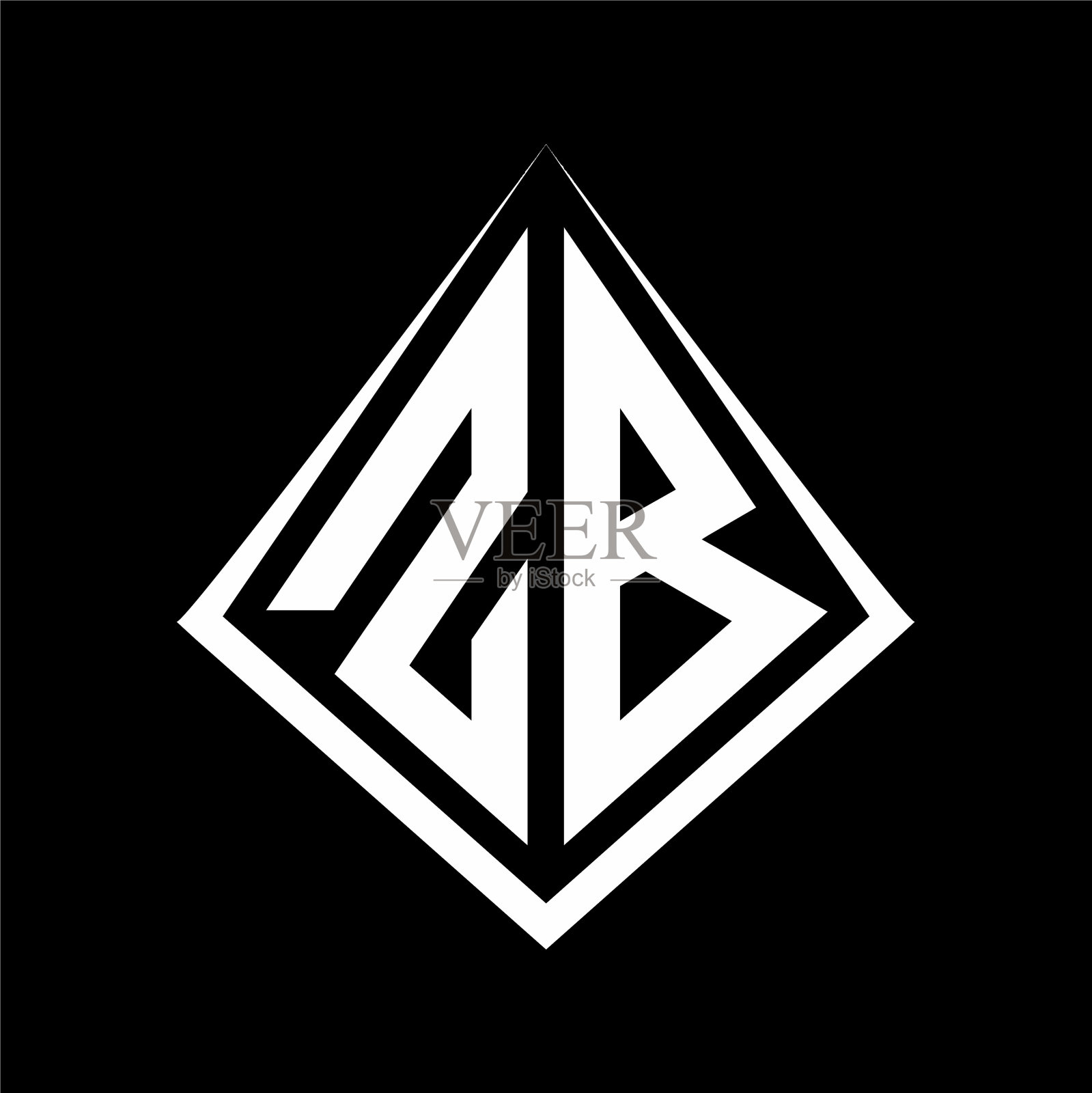 Zb标志字母组合与棱镜形状设计插画图片素材