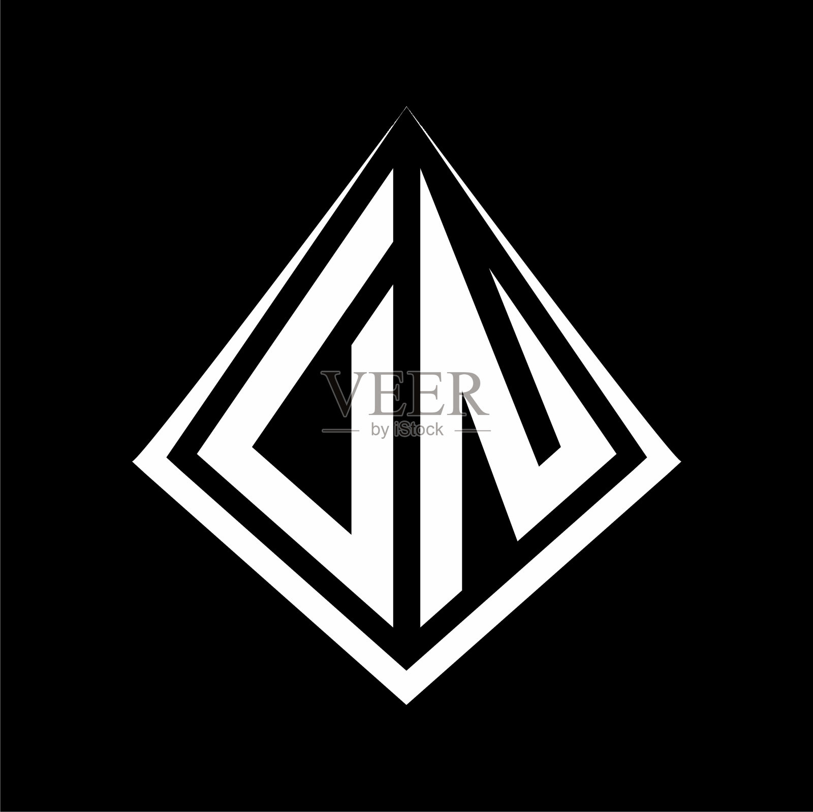 Dn标志字母组合与棱镜形状设计插画图片素材