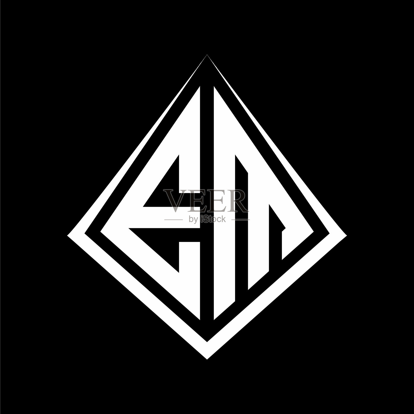 Em标志字母组合与棱镜形状设计插画图片素材