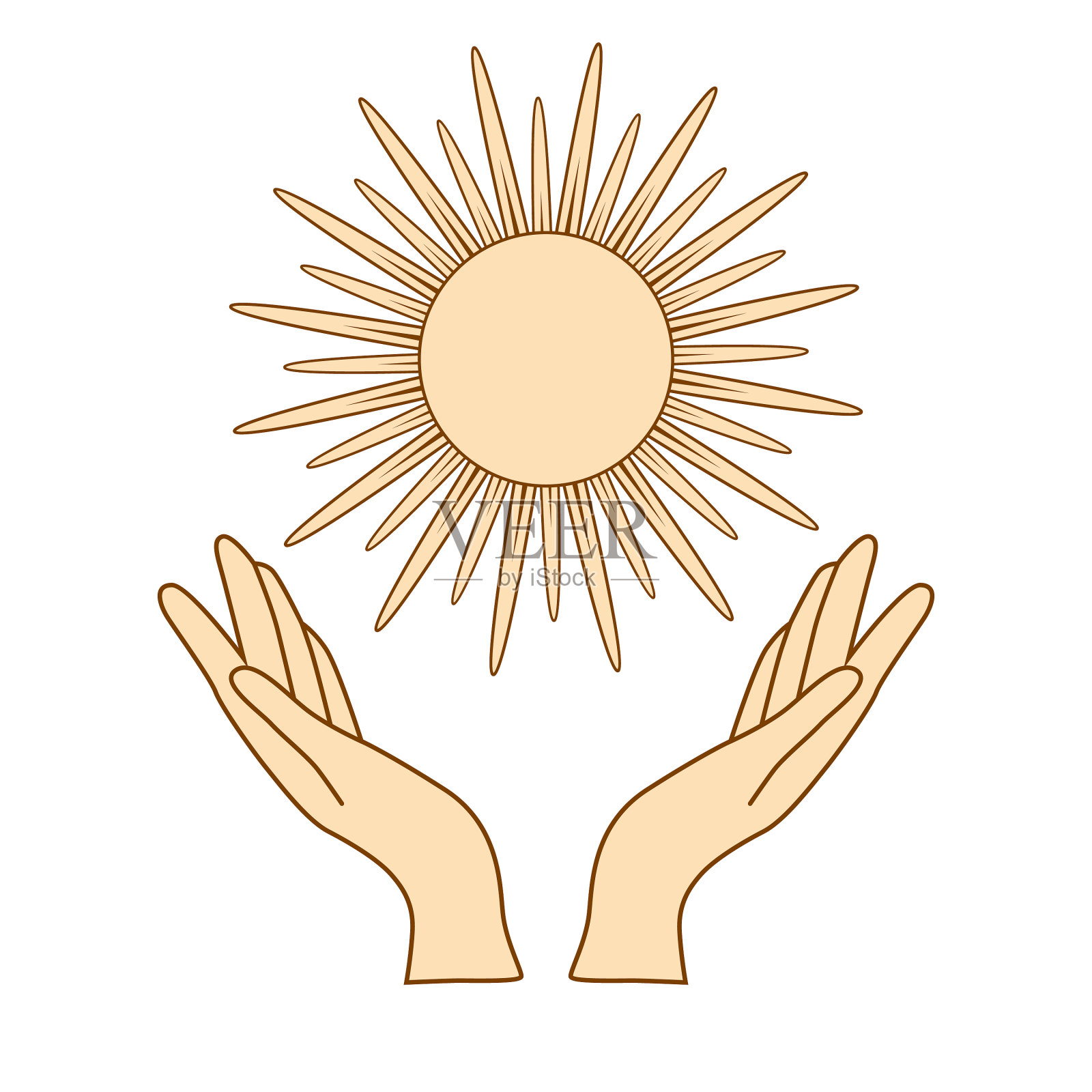 神秘画人手执太阳圈设计元素图片