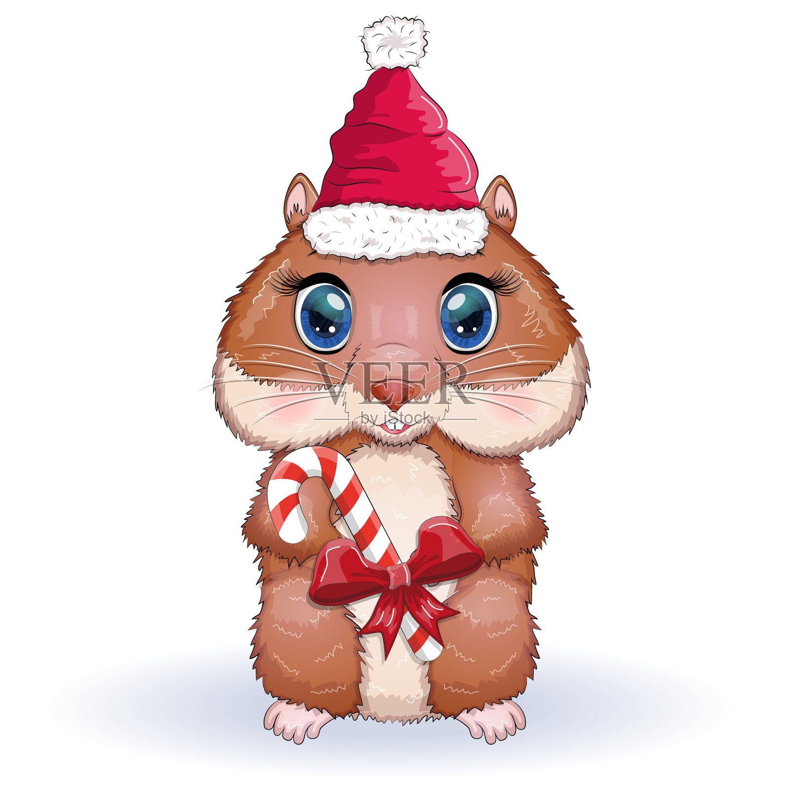 圣诞贺卡与有趣的仓鼠设计元素图片