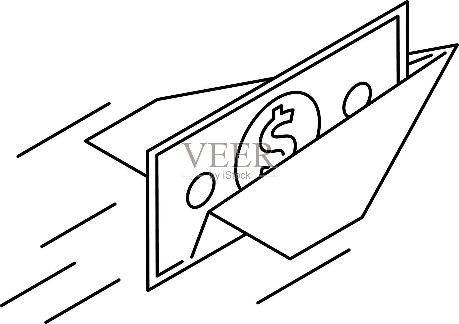 用美元图标纸飞机插画图片素材