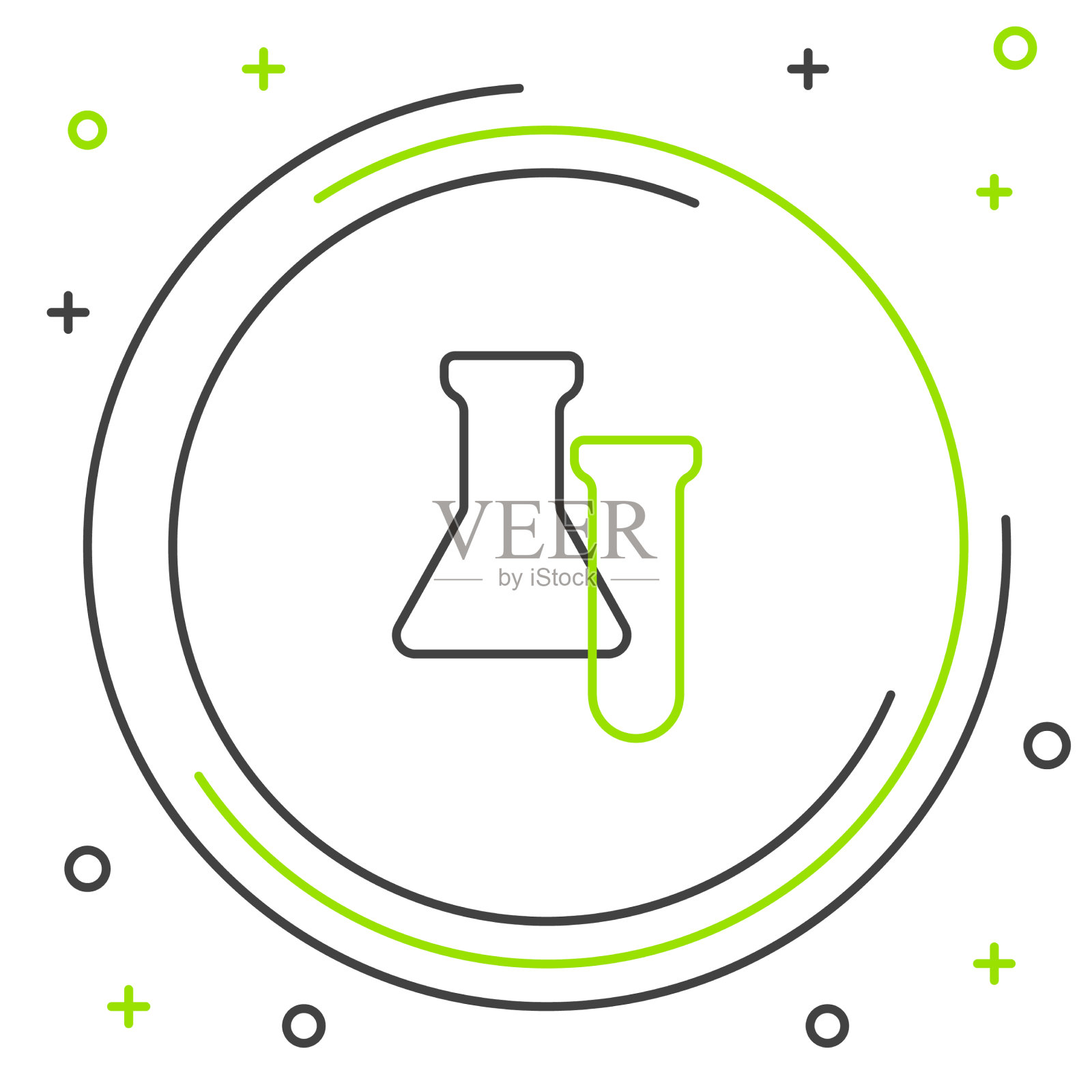 线试管和烧瓶图标隔离在白色上插画图片素材