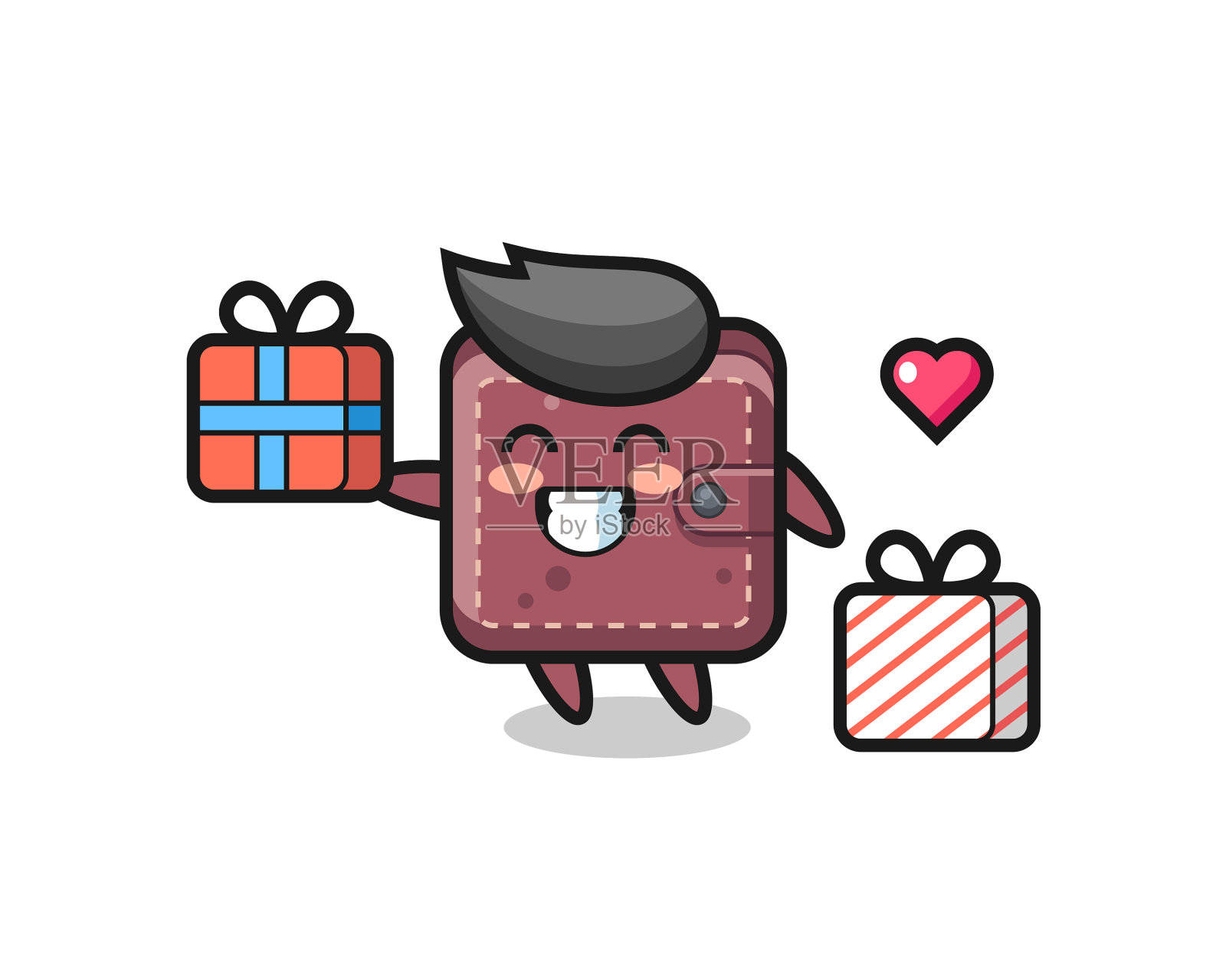 皮革钱包吉祥物卡通赠送礼物设计元素图片