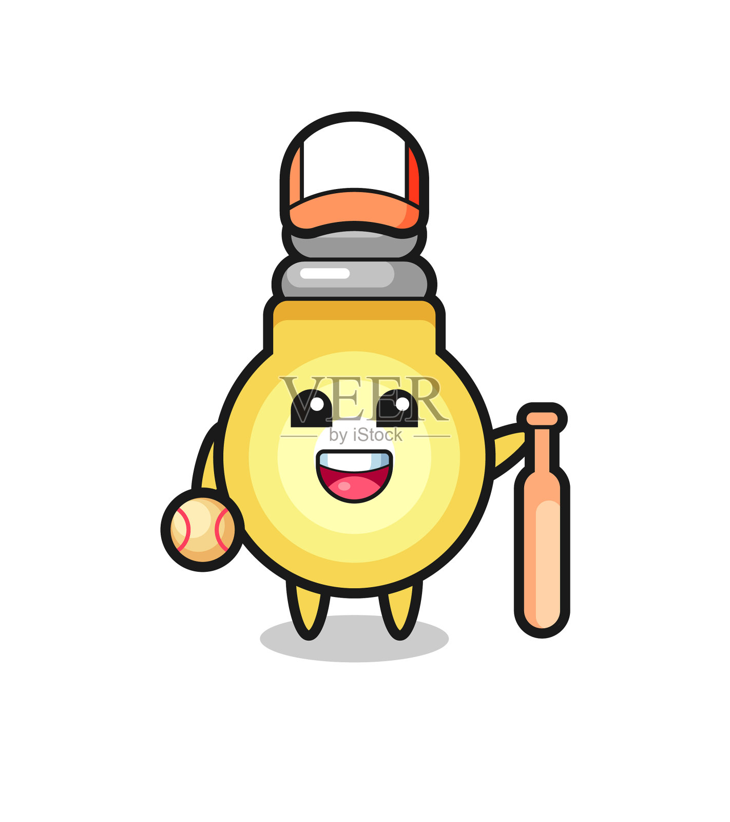 卡通人物灯泡当棒球设计元素图片