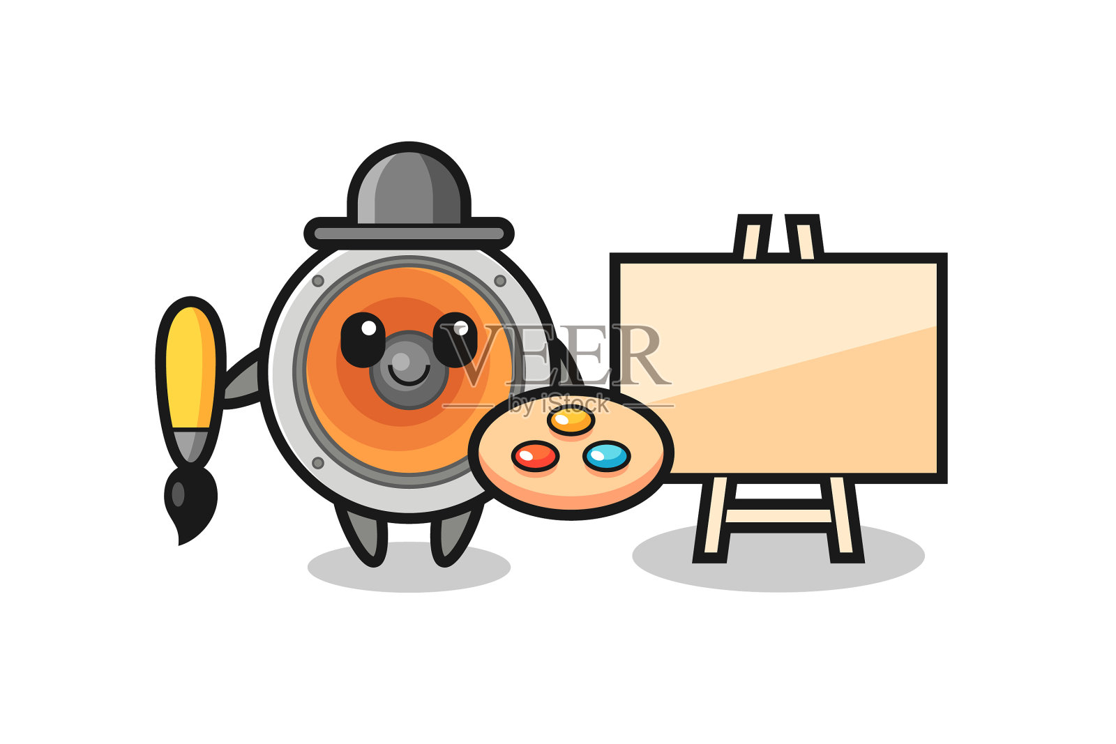 喇叭吉祥物作为画家插画图片素材