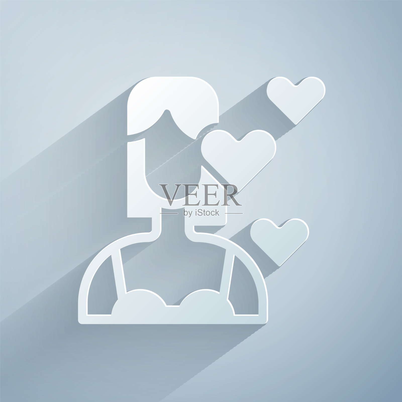 纸剪爱自己icon孤立在灰色插画图片素材