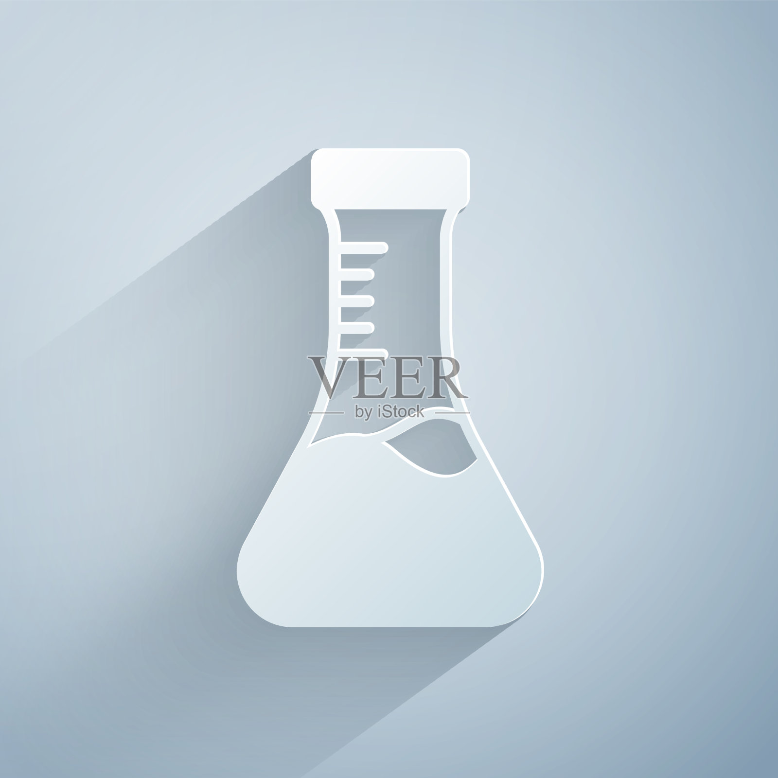 纸割试管和化学实验室烧瓶插画图片素材