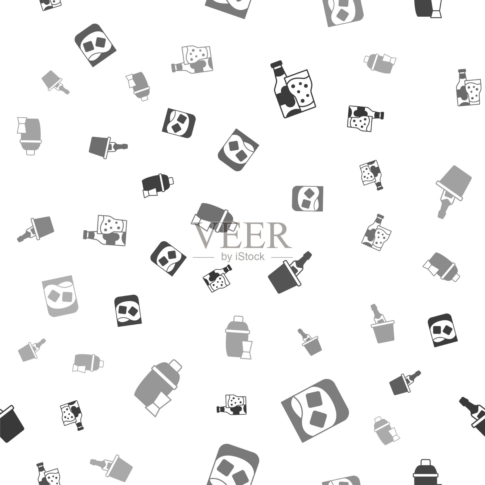 设啤酒瓶和玻璃酒杯图标素材