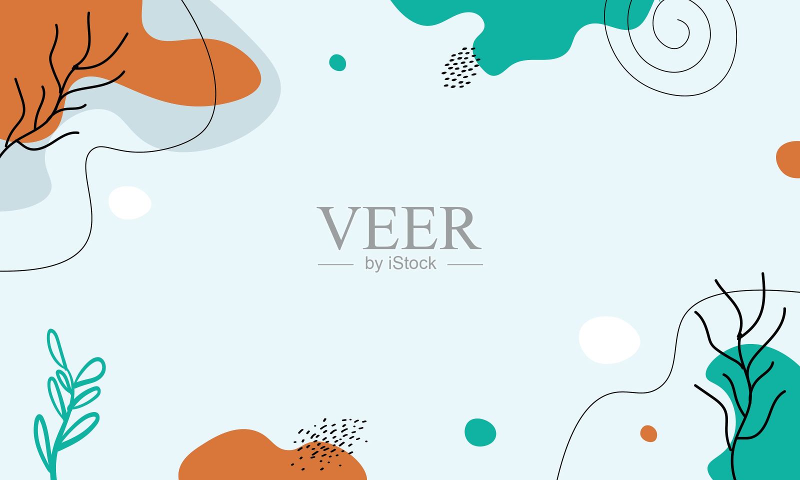 现代波浪背景与抽象彩色形状插画图片素材