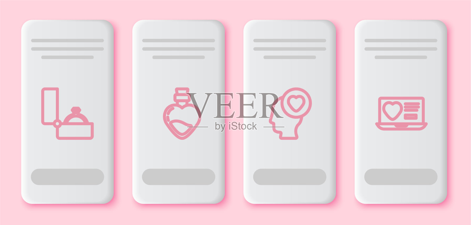 镶线钻戒瓶与爱情插画图片素材