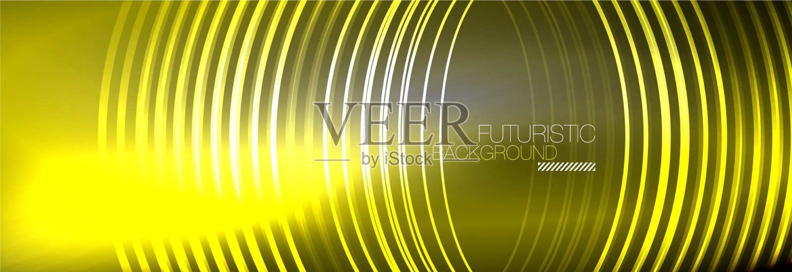 暗抽象背景与发光的霓虹灯圈插画图片素材