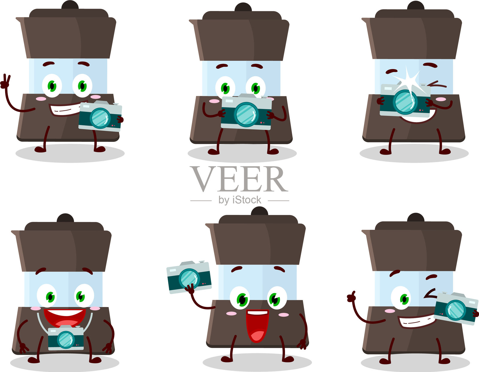 摄影师专业emoticon with mokka pot插画图片素材